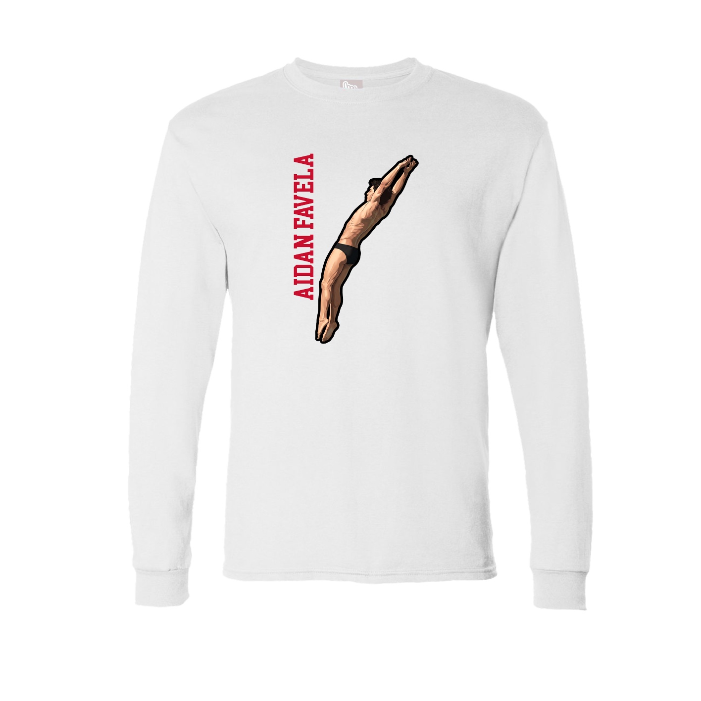 Long Sleeve Tee — Name Vertical in White