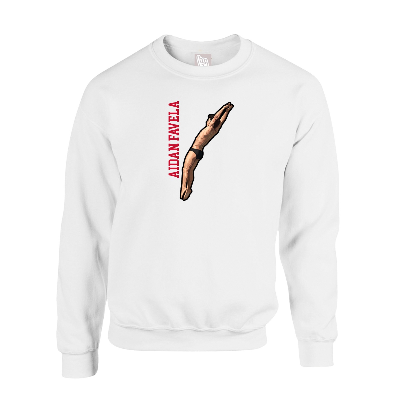 Fleece Crew — Name Vertical in White
