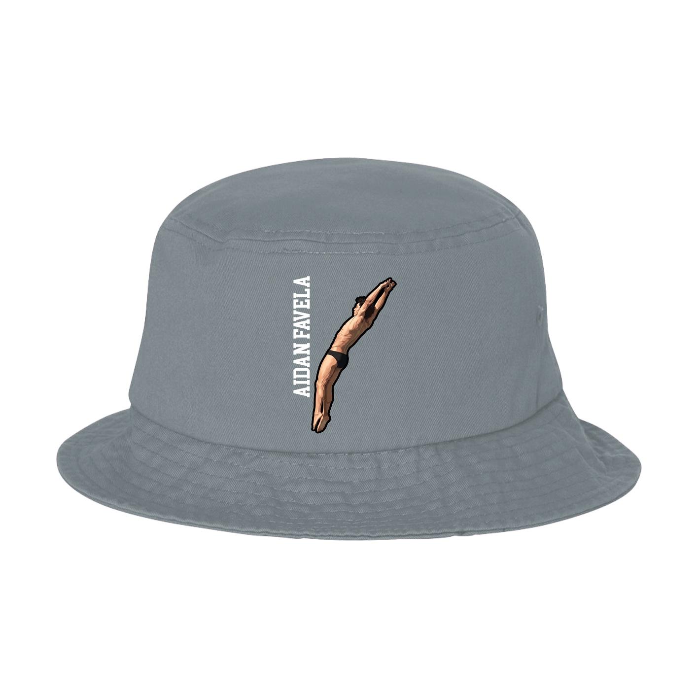 Bucket Cap — Name Vertical in Grey