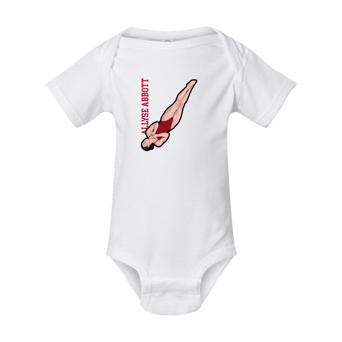 Baby Onesie — Name Vertical in White