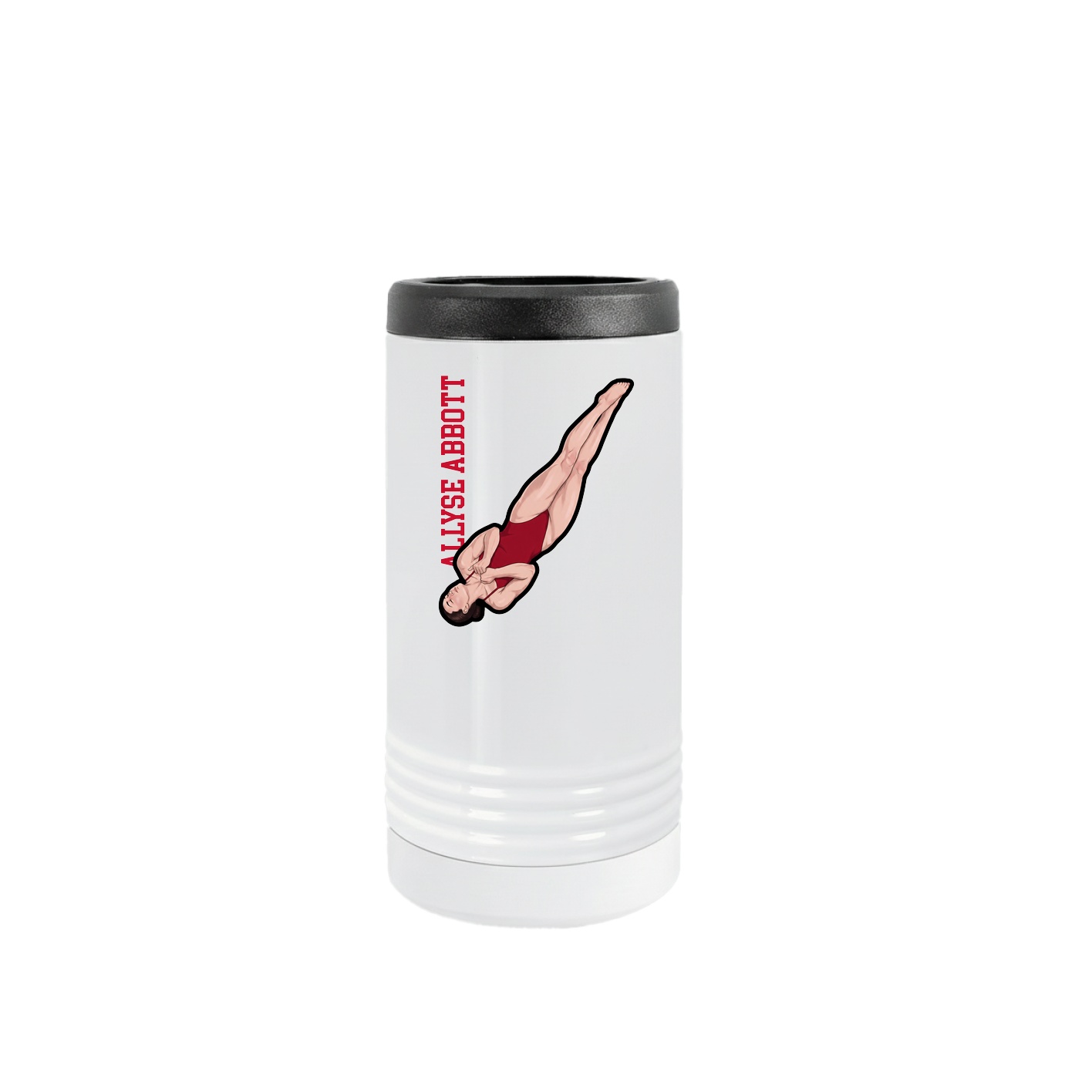 Slim Beverage Holder — Name Vertical in White