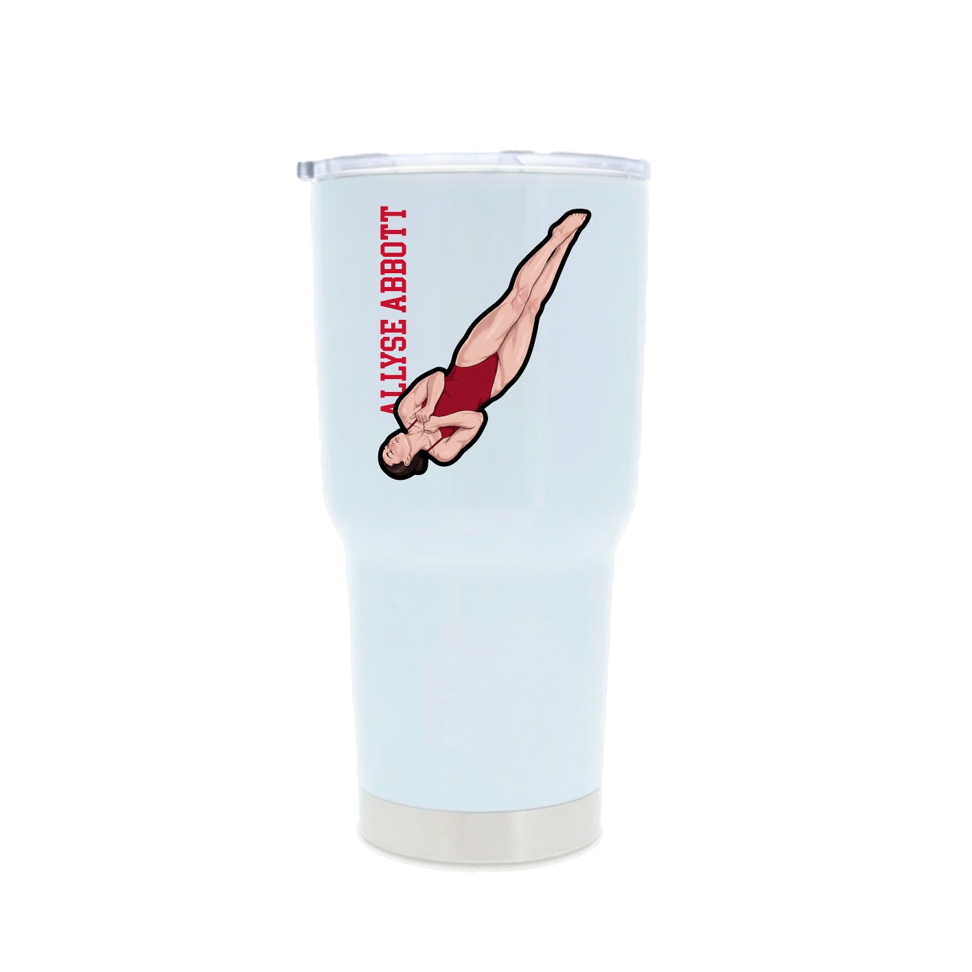 30oz Stainless Steel Tumbler — Name Vertical in White