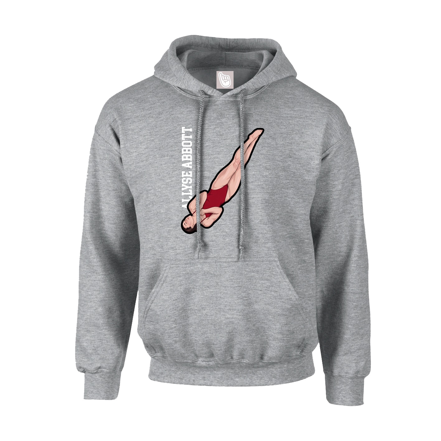 Youth Hoodie — Name Vertical in Grey
