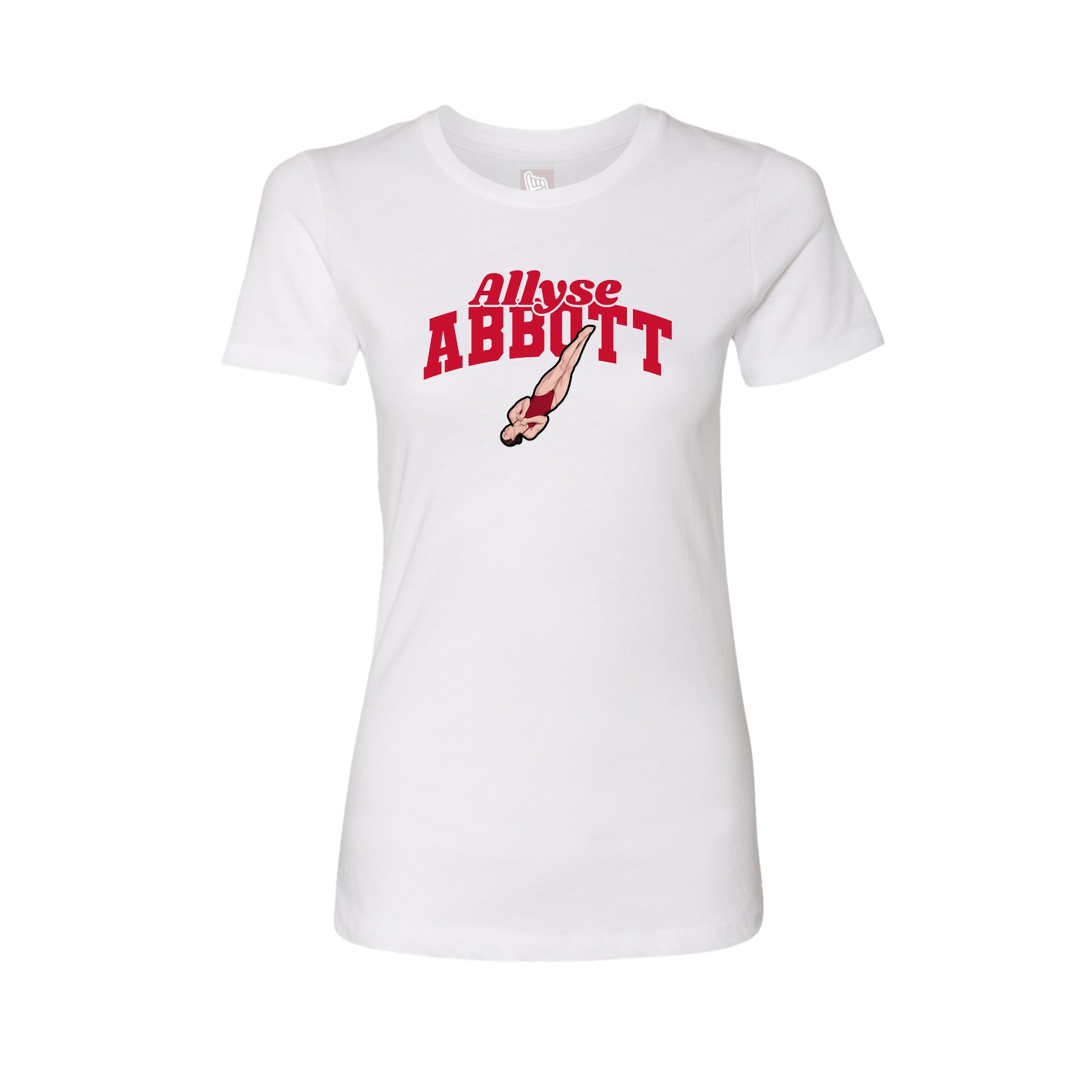 Fitted Women's Tee — Signature Arch in White