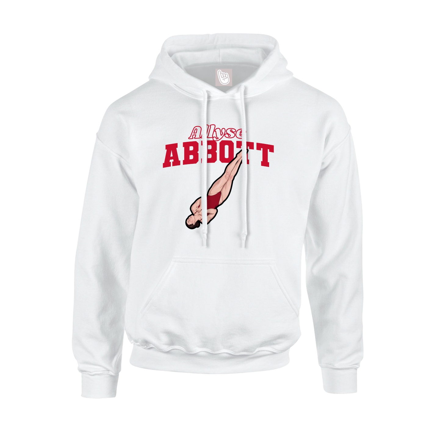 Youth Hoodie — Name Arch in White