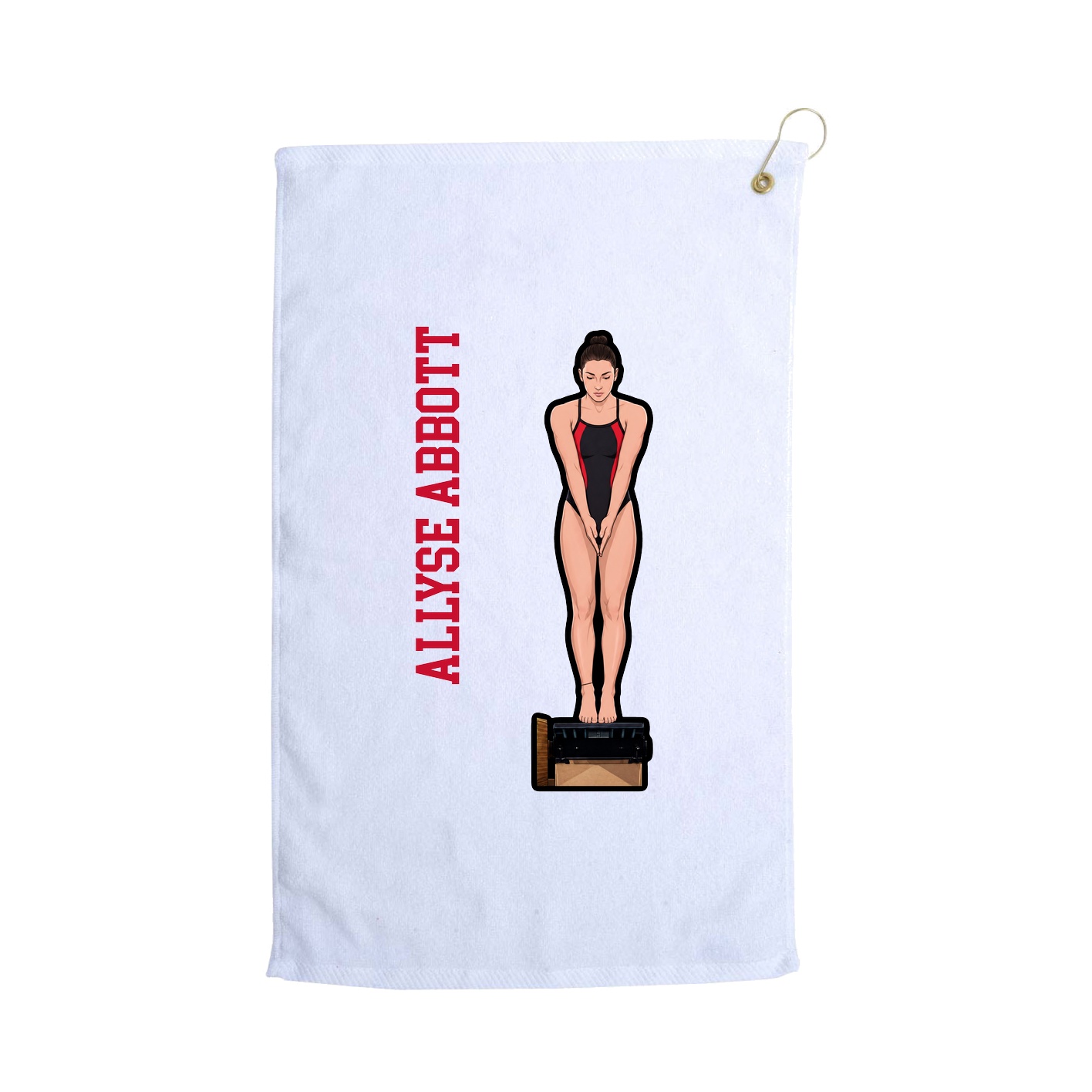 Golf Towel — Name Vertical in White
