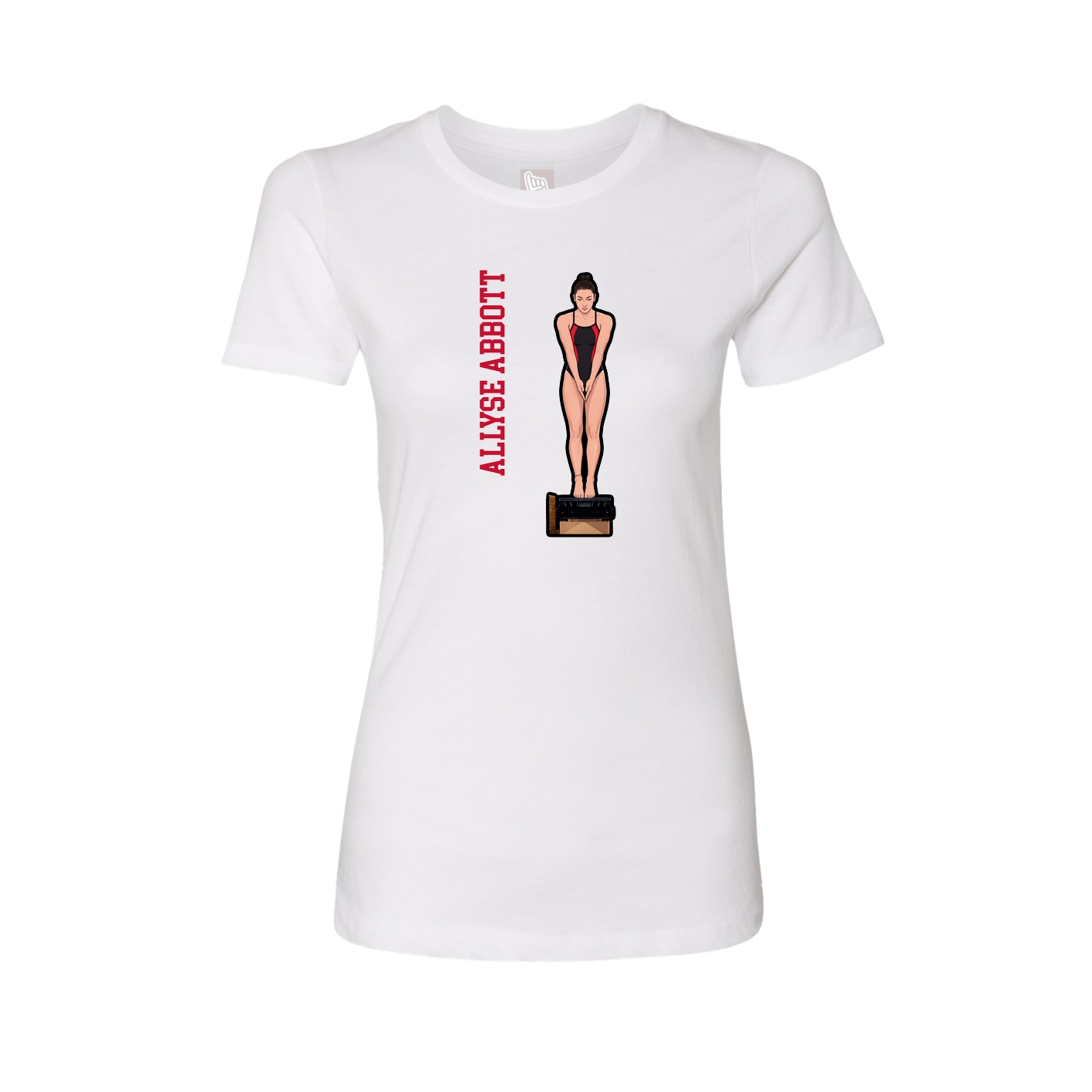 Fitted Women's Tee — Name Vertical in White