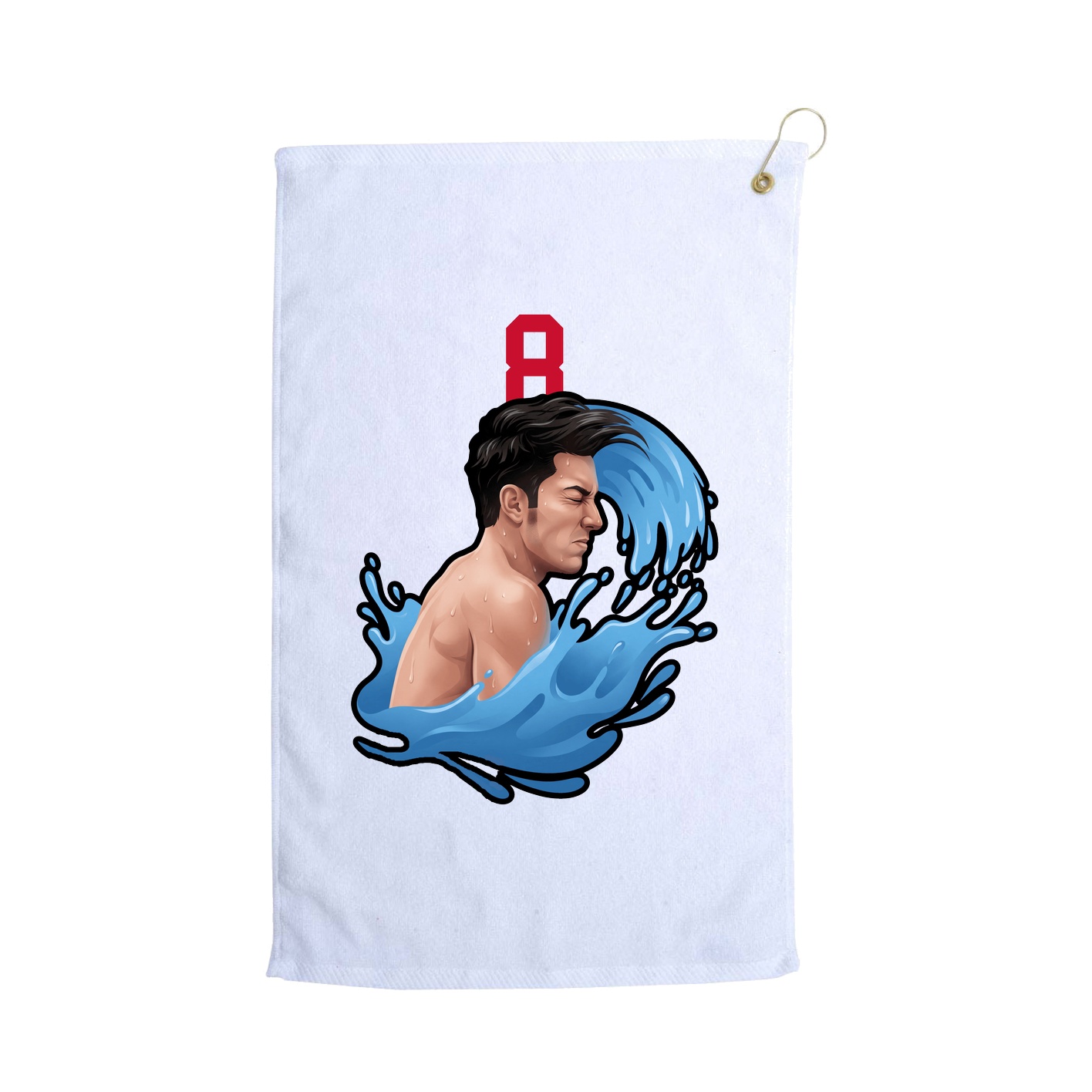 Golf Towel — Number Top in White