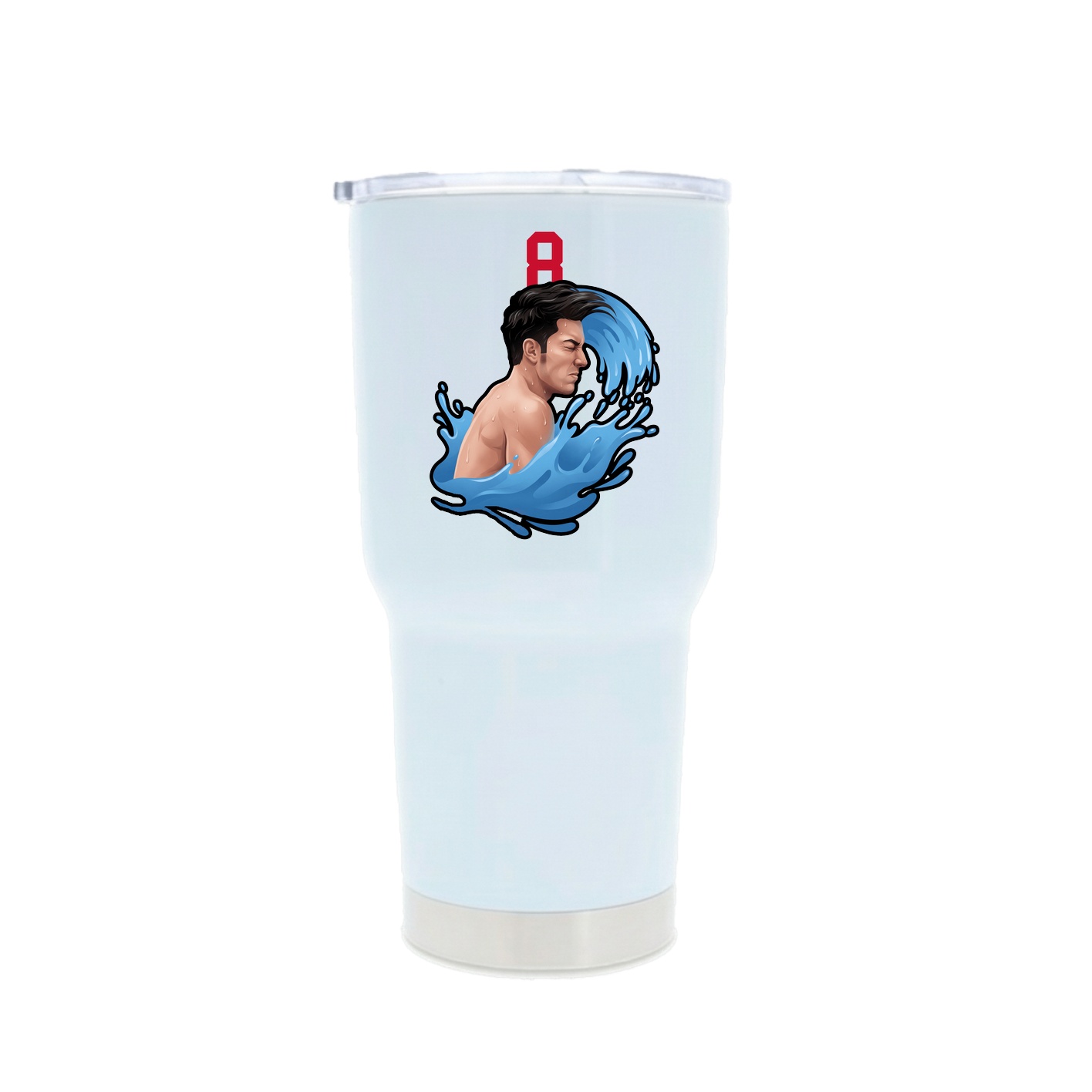 30oz Stainless Steel Tumbler — Number Top in White