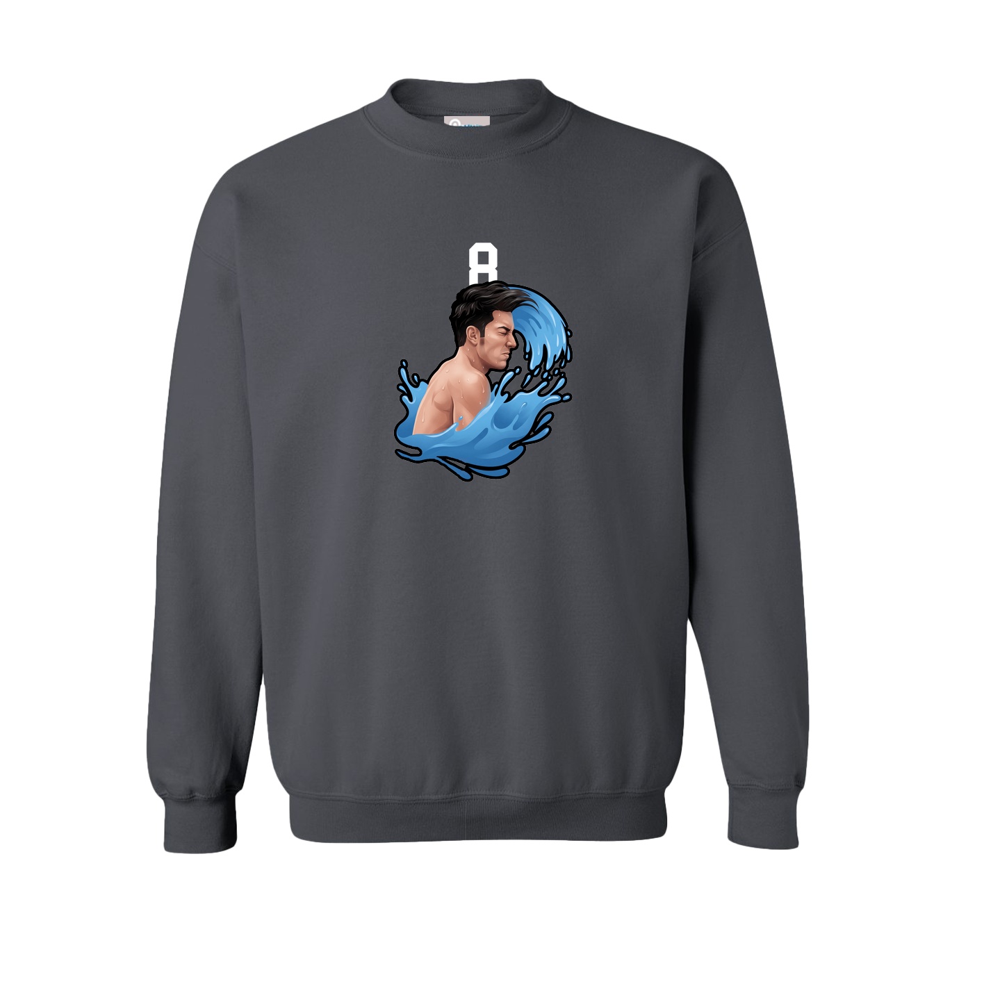 Fleece Crew — Number Top in Grey