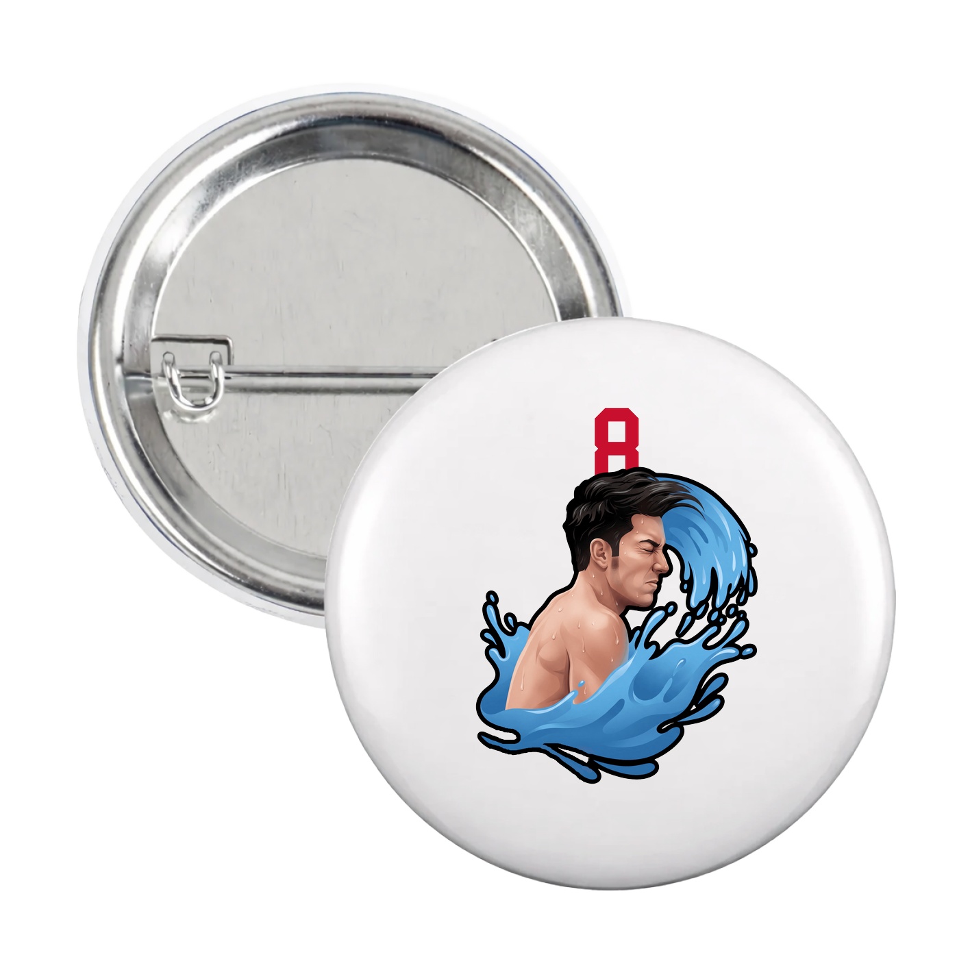 Game Day Button — Number Top in White