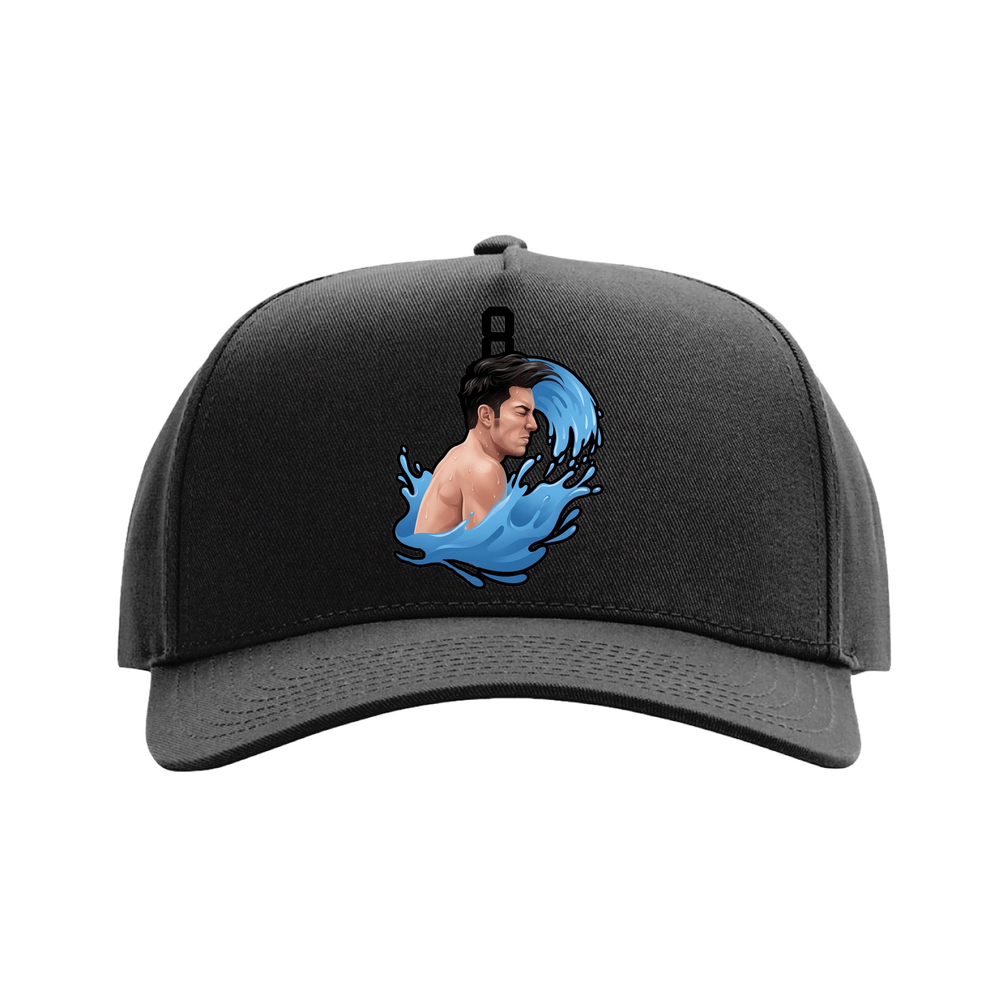 Full Fabric Five-Panel Champ Cap — Number Top in Black