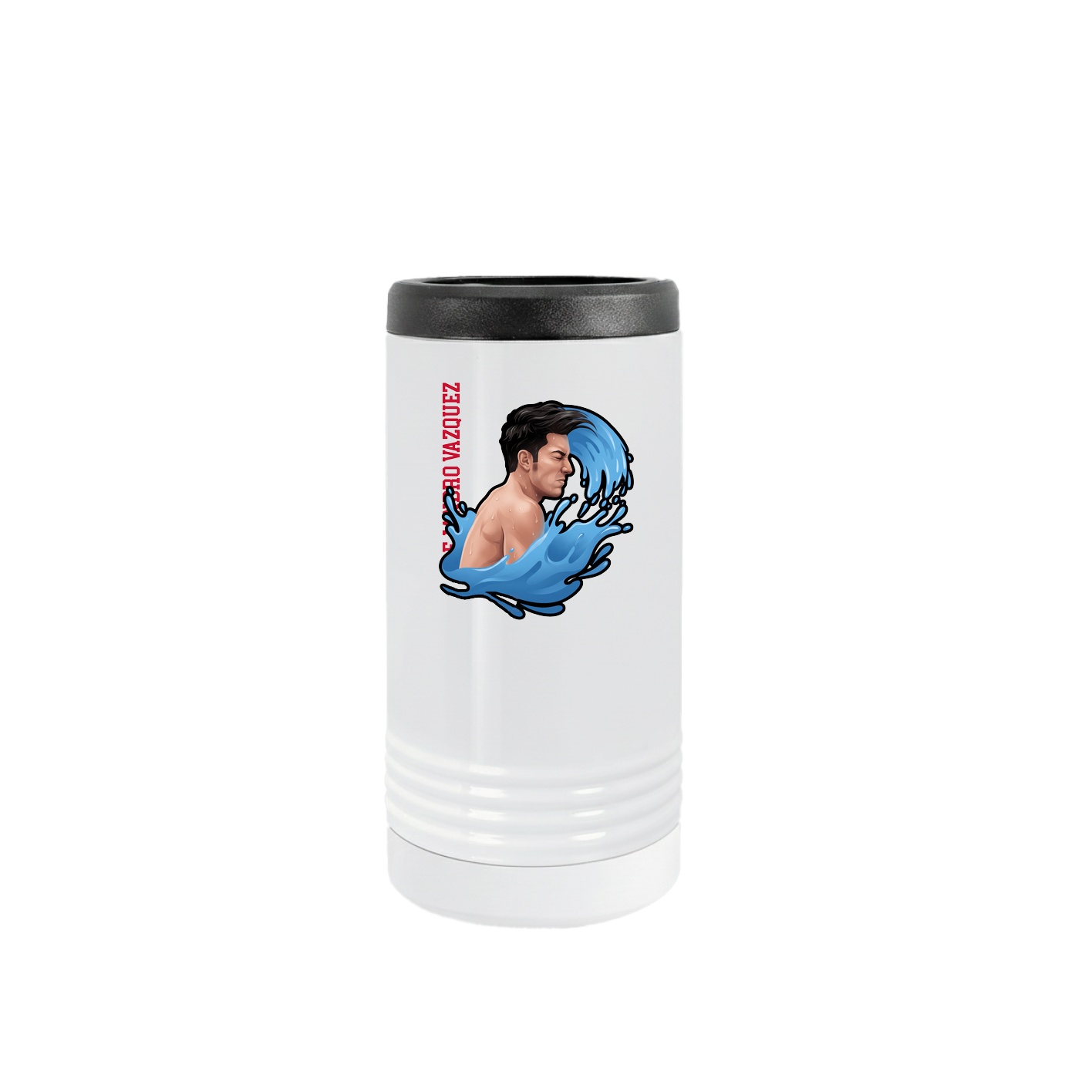 Slim Beverage Holder — Name Vertical in White