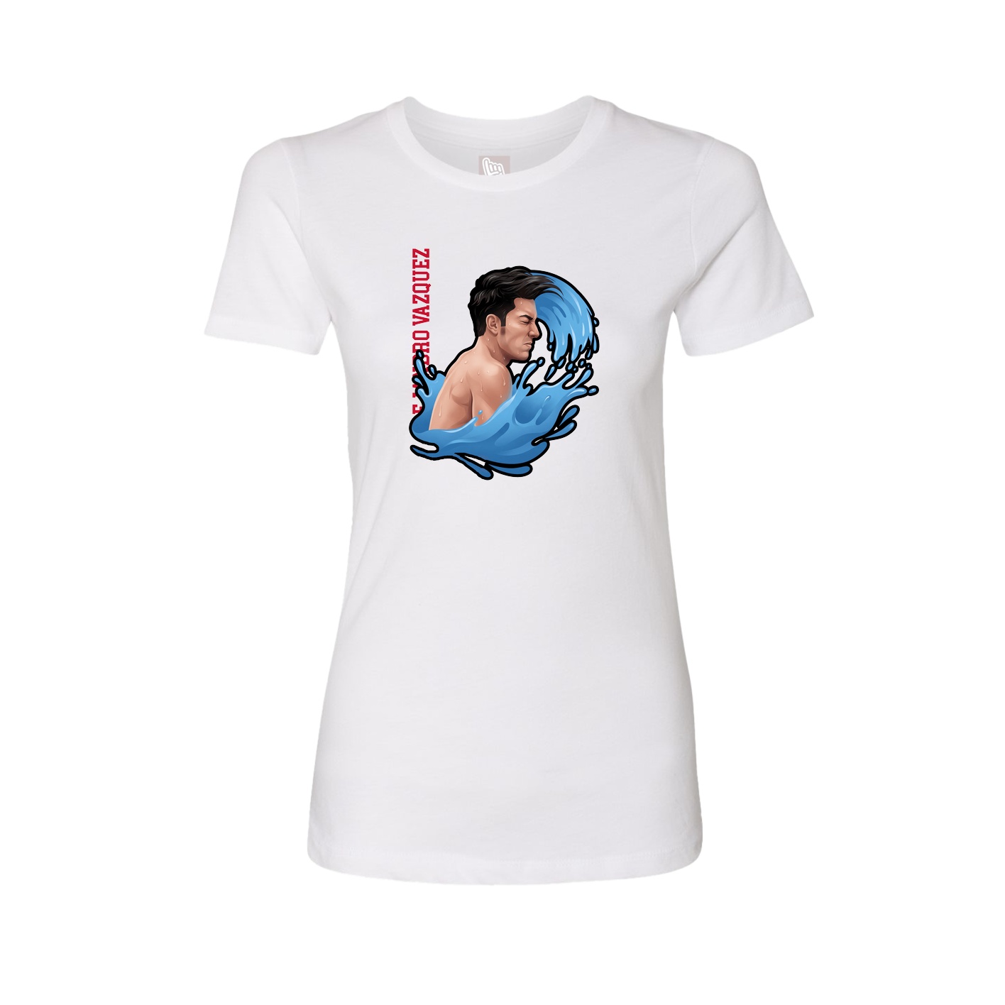 Fitted Women's Tee — Name Vertical in White