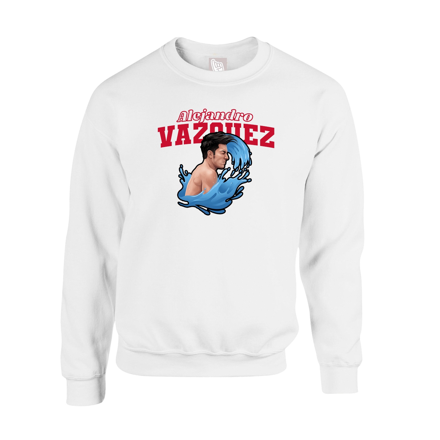 Fleece Crew — Name Arch in White
