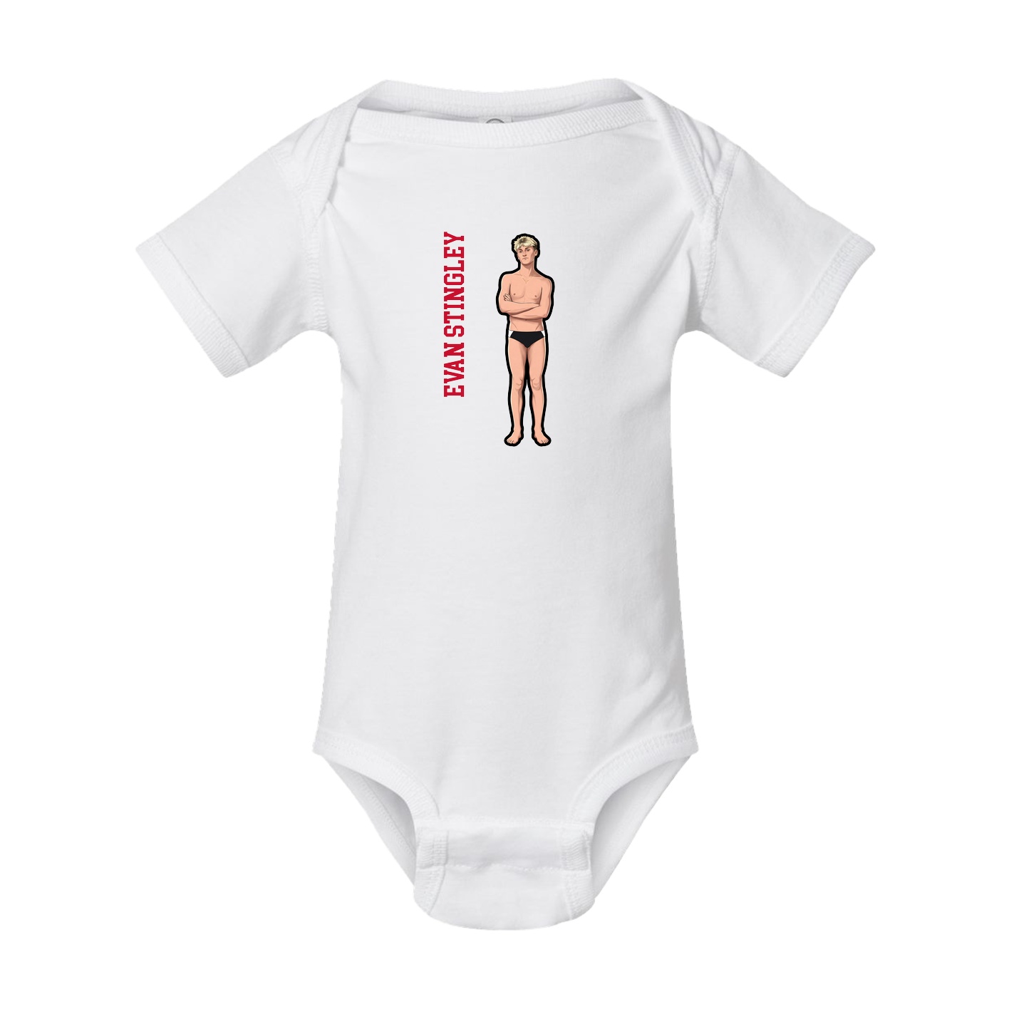 Baby Onesie — Name Vertical in White