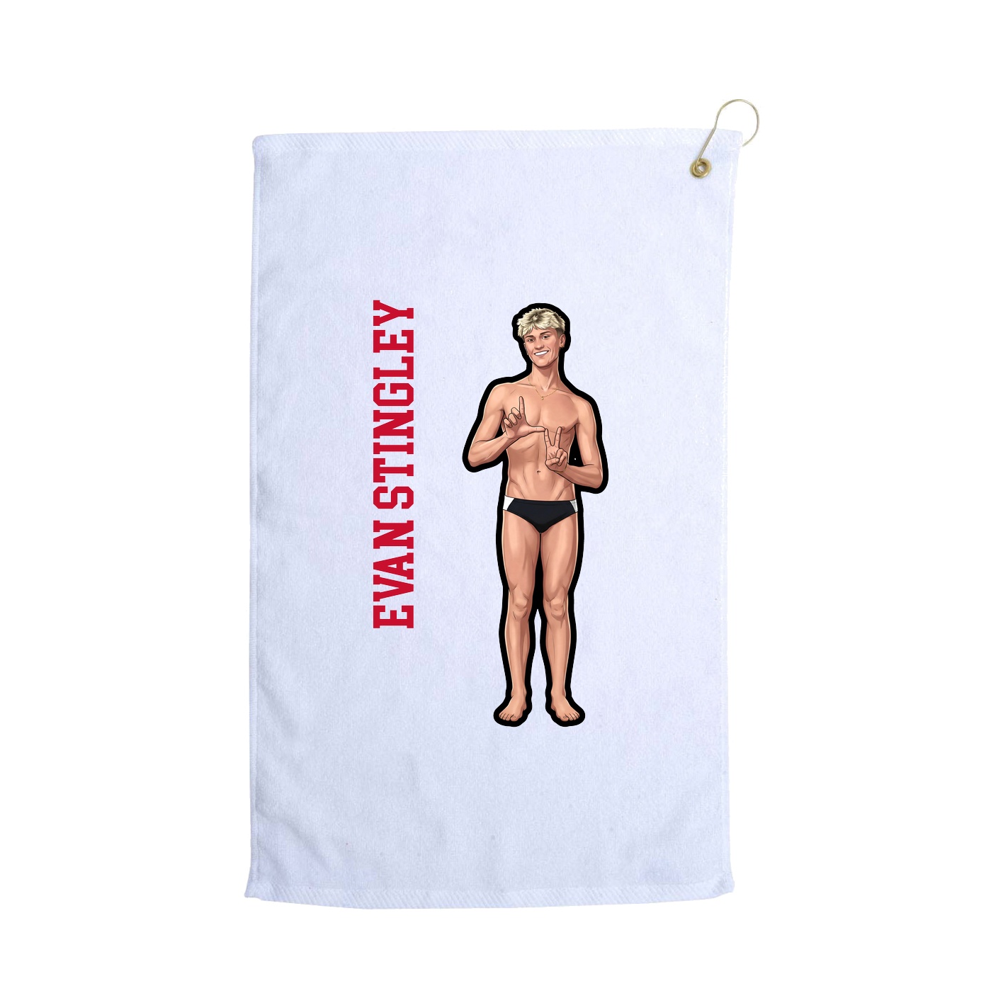Golf Towel — Name Vertical in White