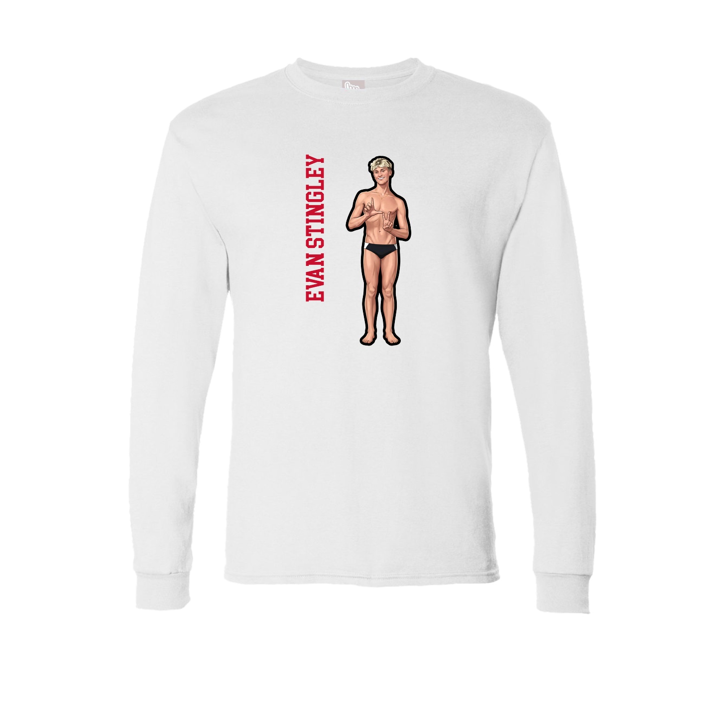 Long Sleeve Tee — Name Vertical in White