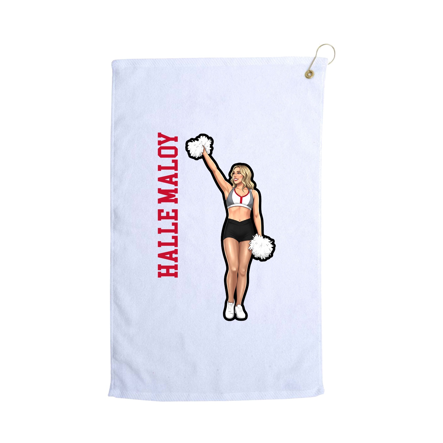 Golf Towel — Name Vertical in White