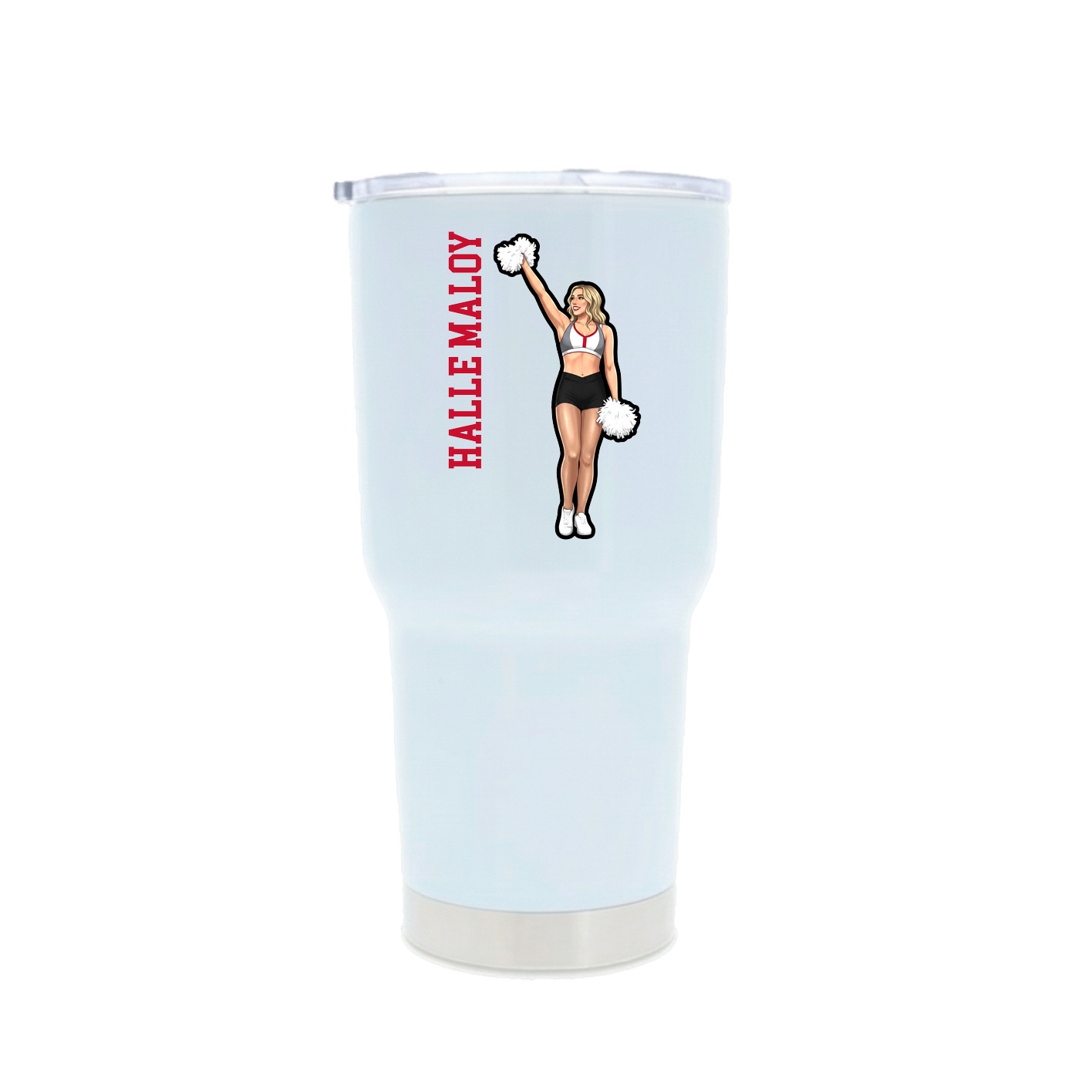 30oz Stainless Steel Tumbler — Name Vertical in White