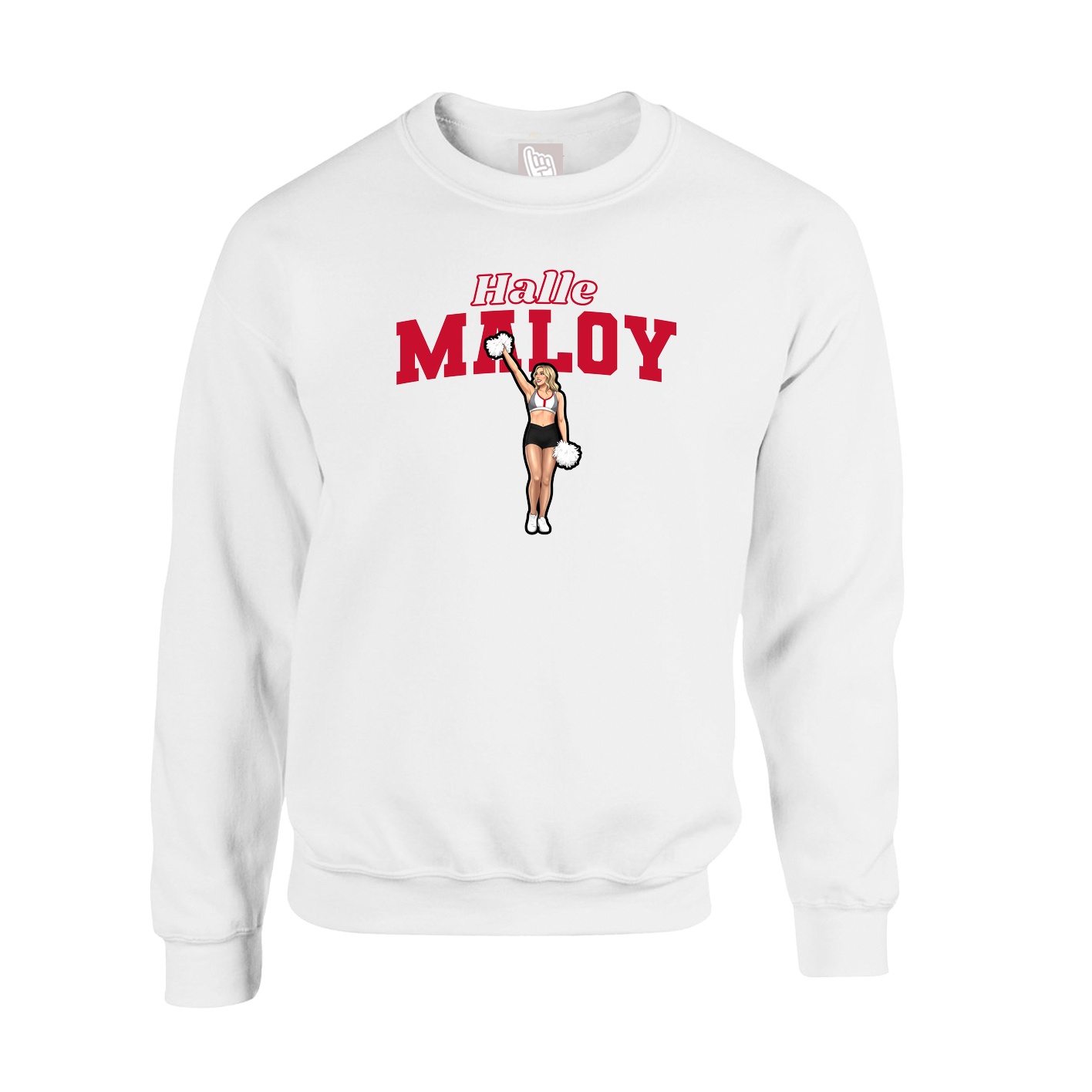 Fleece Crew — Name Arch in White