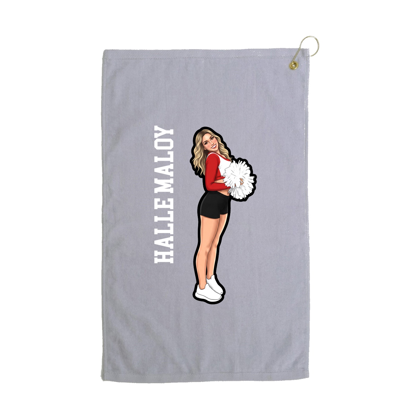 Golf Towel — Name Vertical in Grey