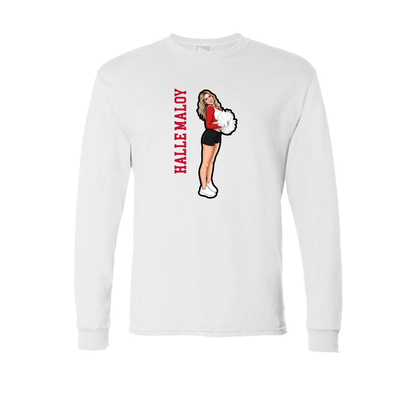 Long Sleeve Tee — Name Vertical in White