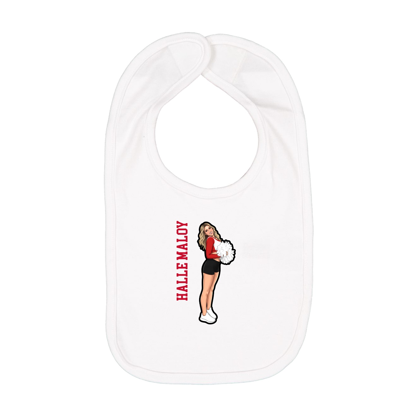 Infant Bib — Name Vertical in White
