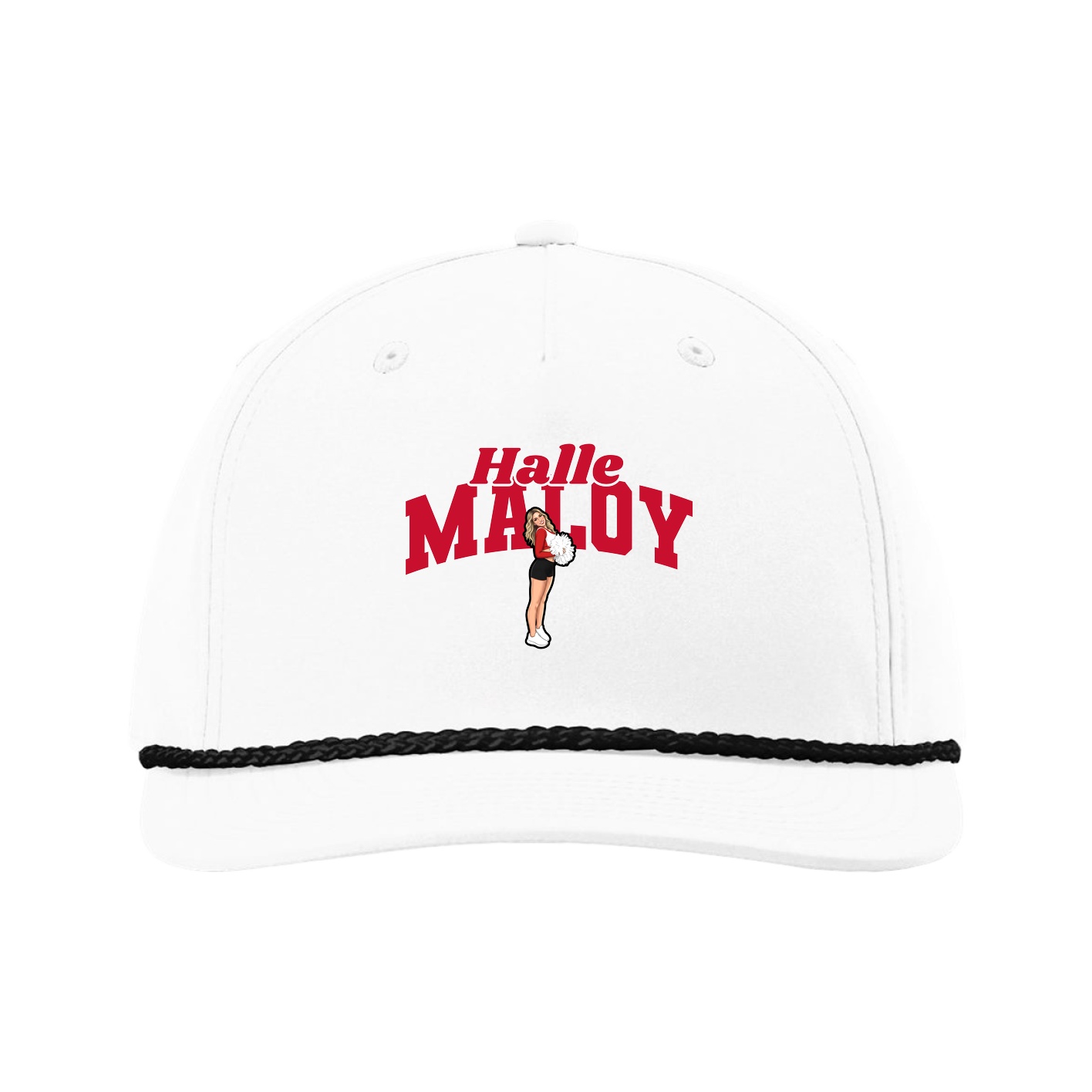 Five-Panel Classic Rope Cap — Signature Arch in White