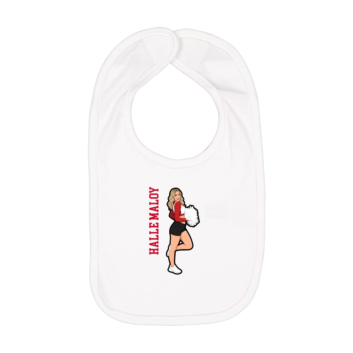 Infant Bib — Name Vertical in White