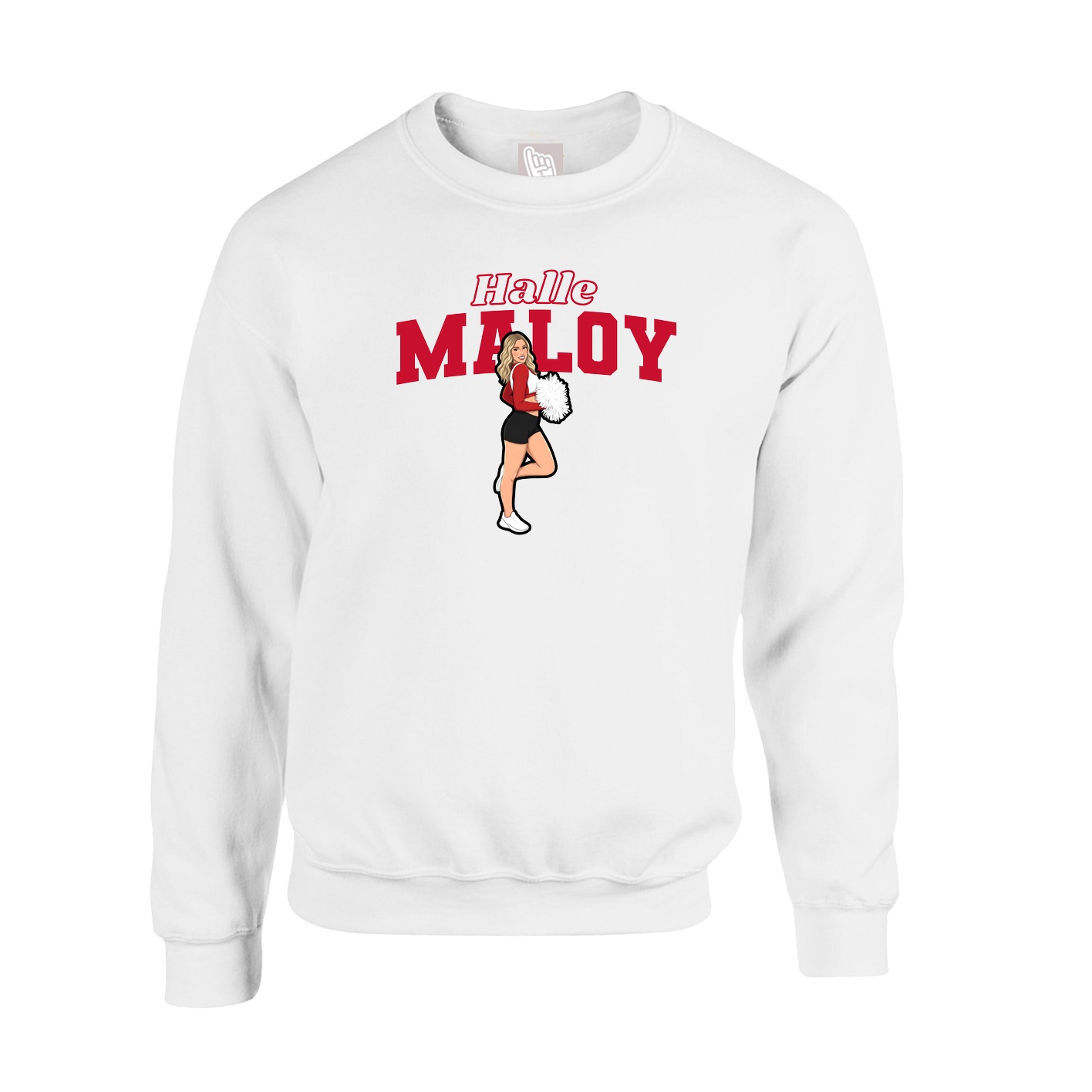 Fleece Crew — Name Arch in White