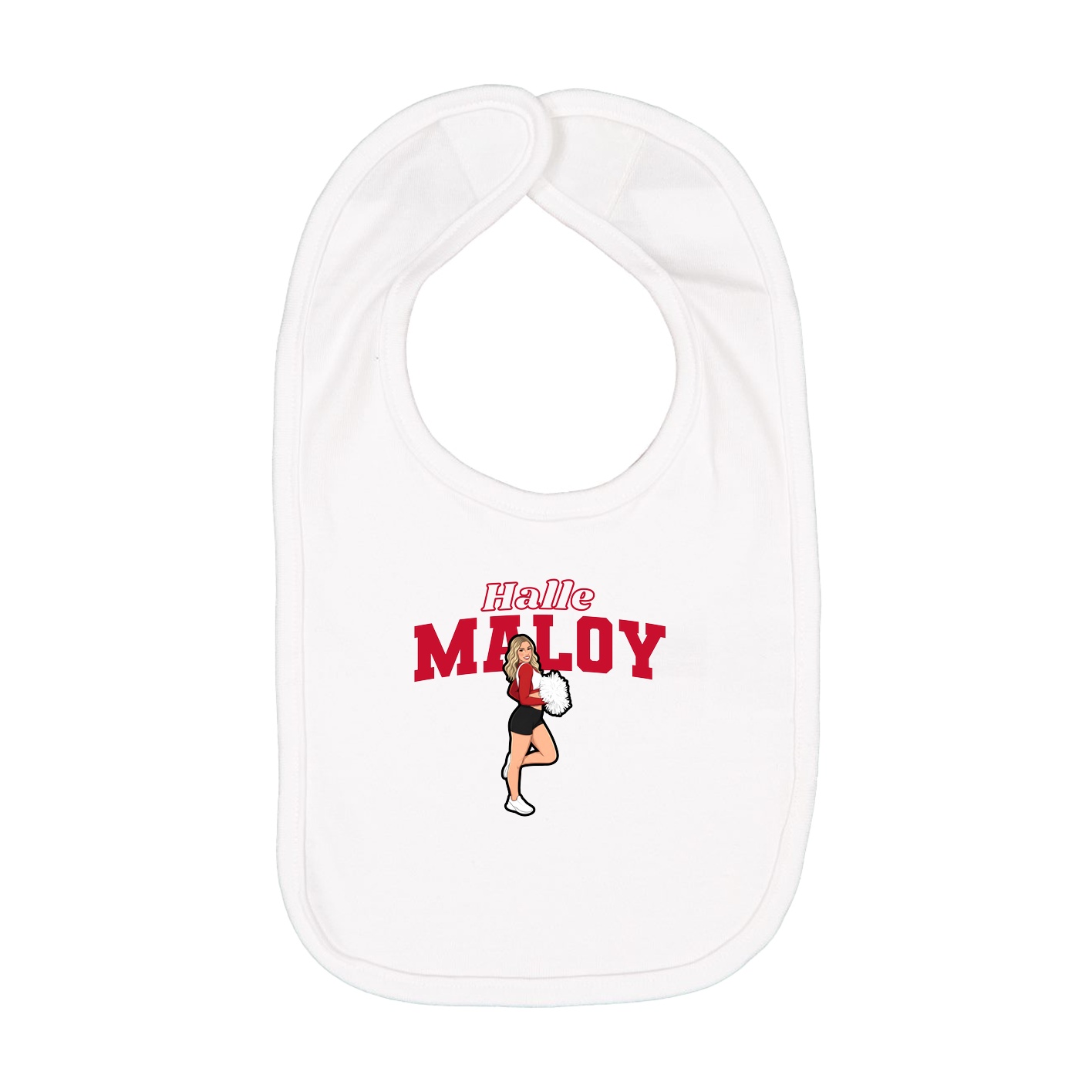Infant Bib — Name Arch in White