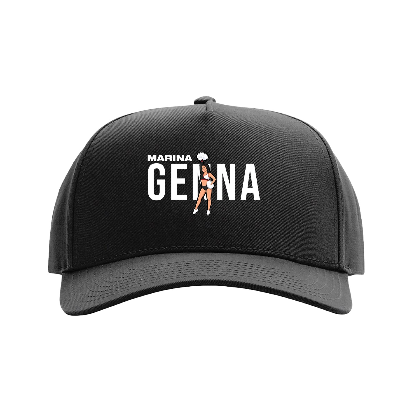 Full Fabric Five-Panel Champ Cap — Player Name in Black