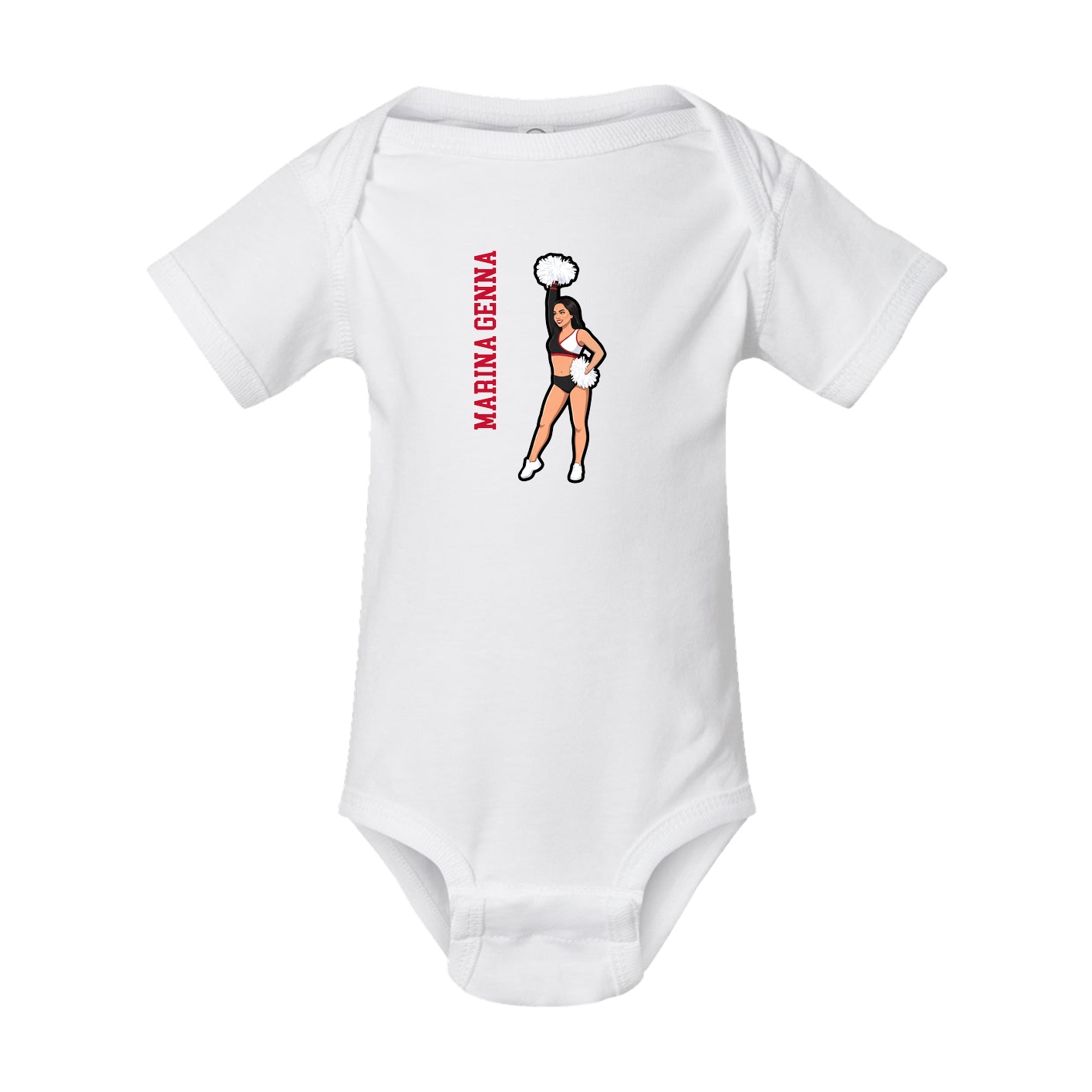 Baby Onesie — Name Vertical in White