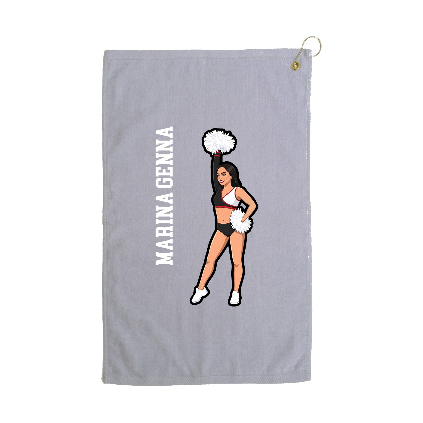 Golf Towel — Name Vertical in Grey