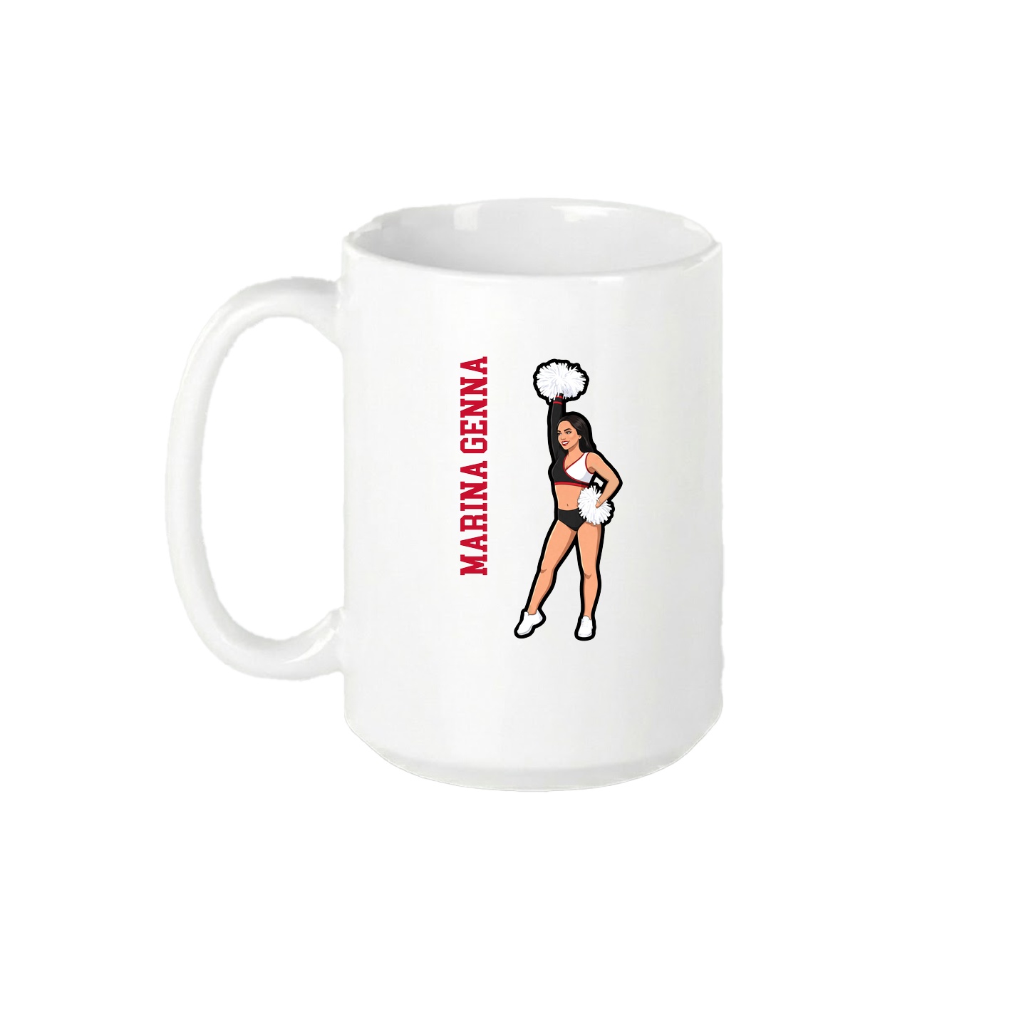 15oz Coffee Mug — Name Vertical in White