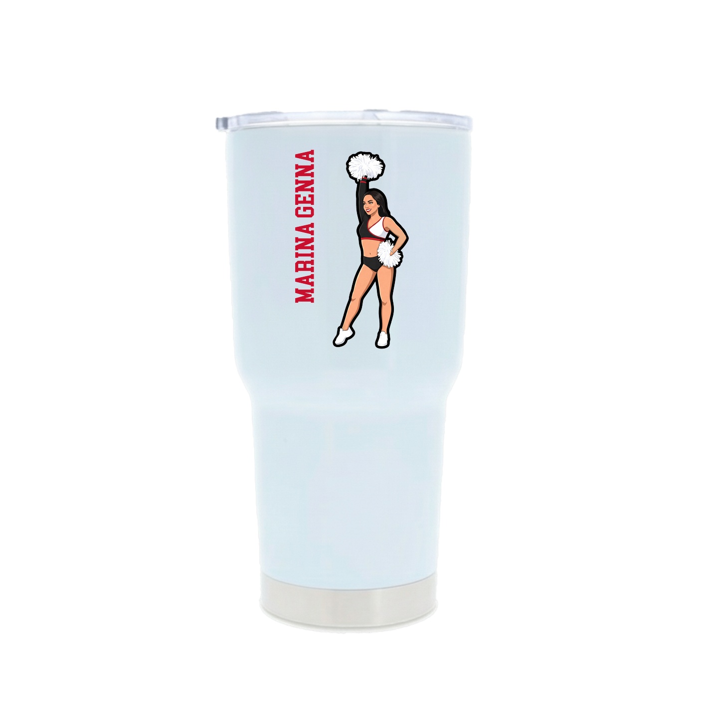 30oz Stainless Steel Tumbler — Name Vertical in White