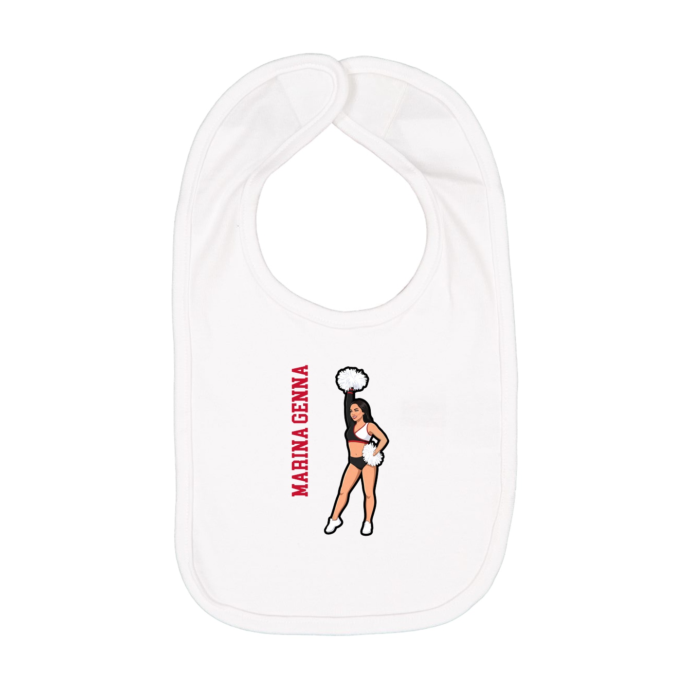 Infant Bib — Name Vertical in White