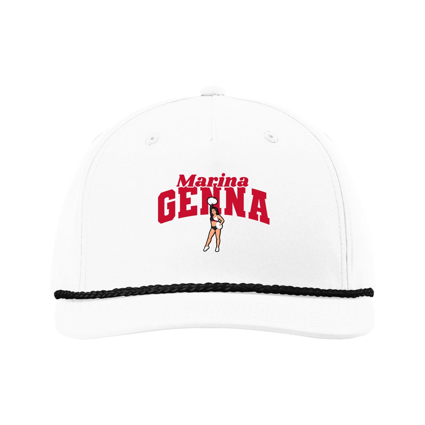 Five-Panel Classic Rope Cap — Signature Arch in White