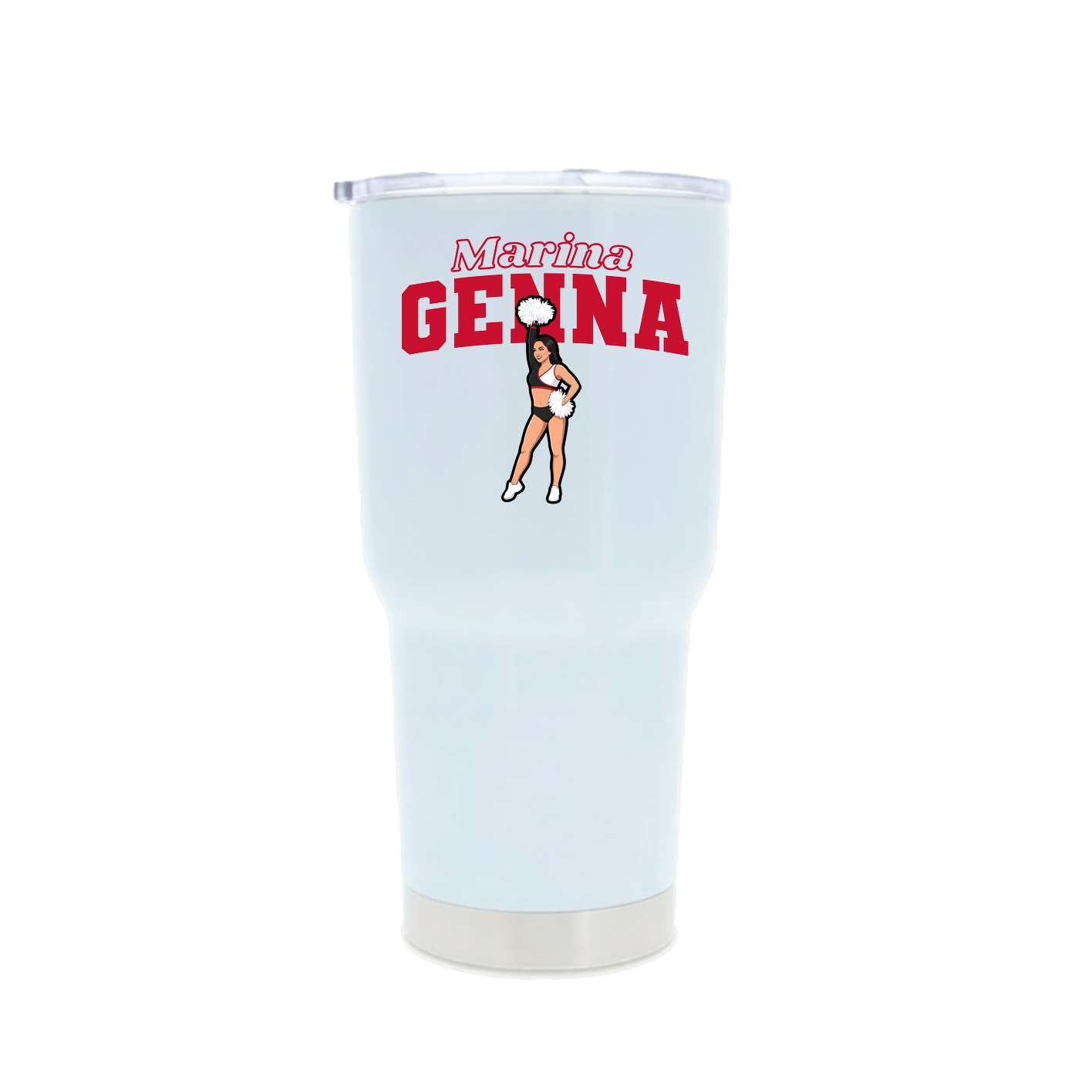 30oz Stainless Steel Tumbler — Name Arch in White