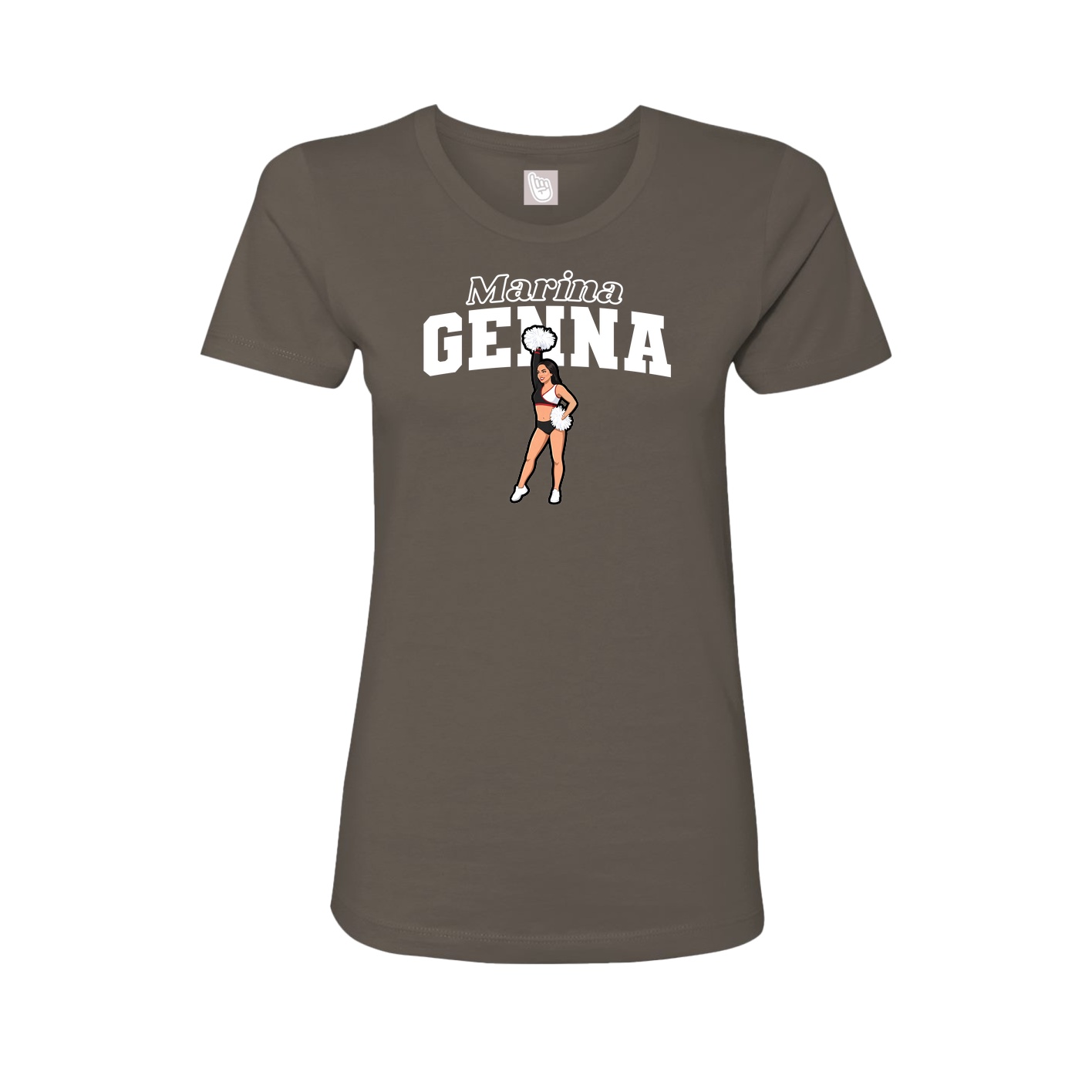 Fitted Women's Tee — Name Arch in Grey