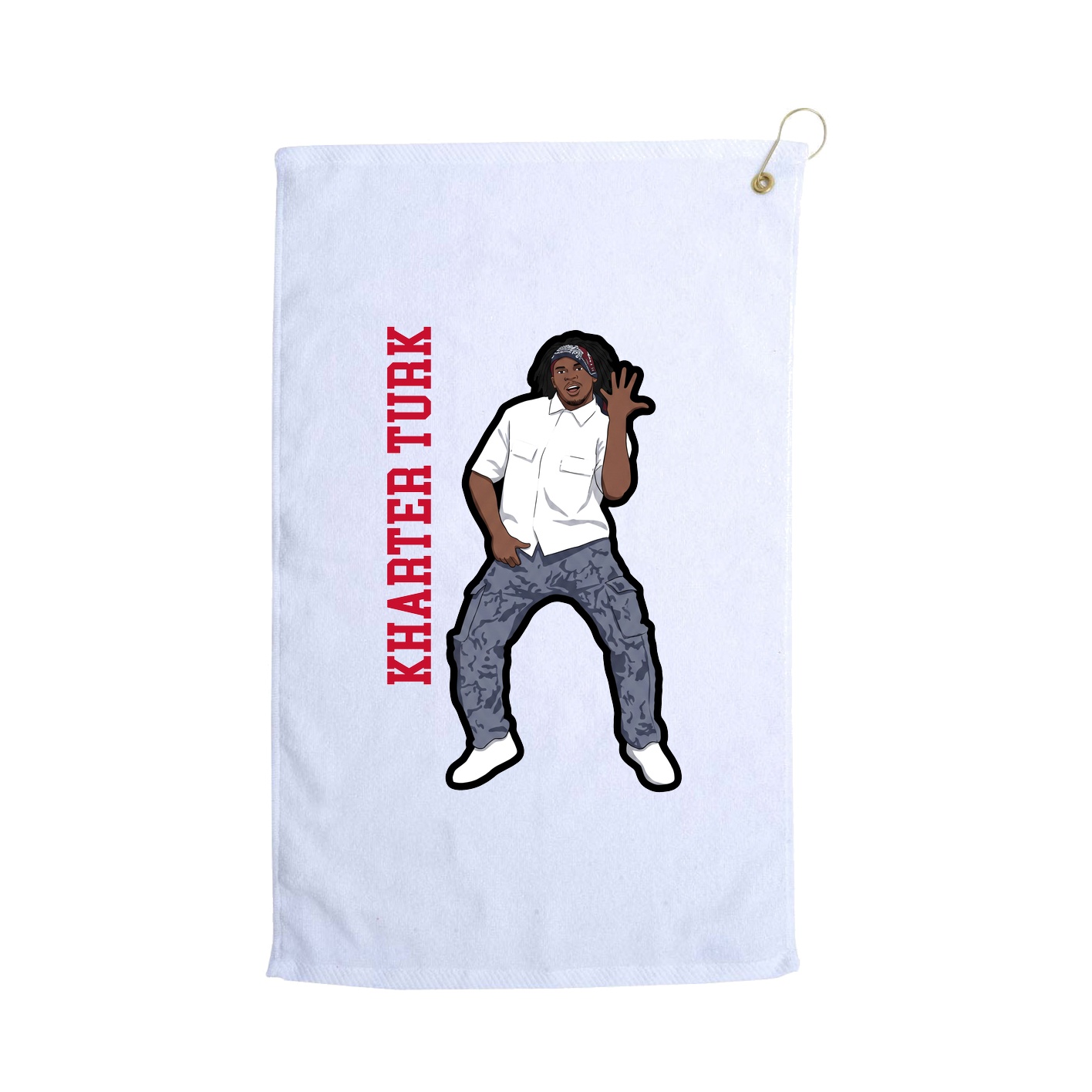 Golf Towel — Name Vertical in White