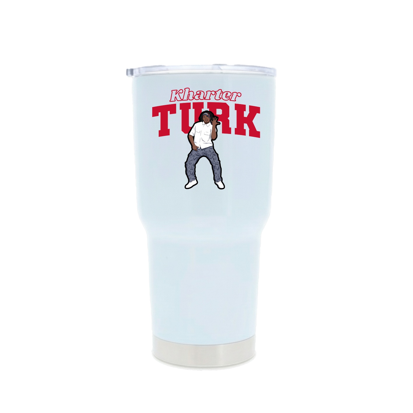 30oz Stainless Steel Tumbler — Name Arch in White