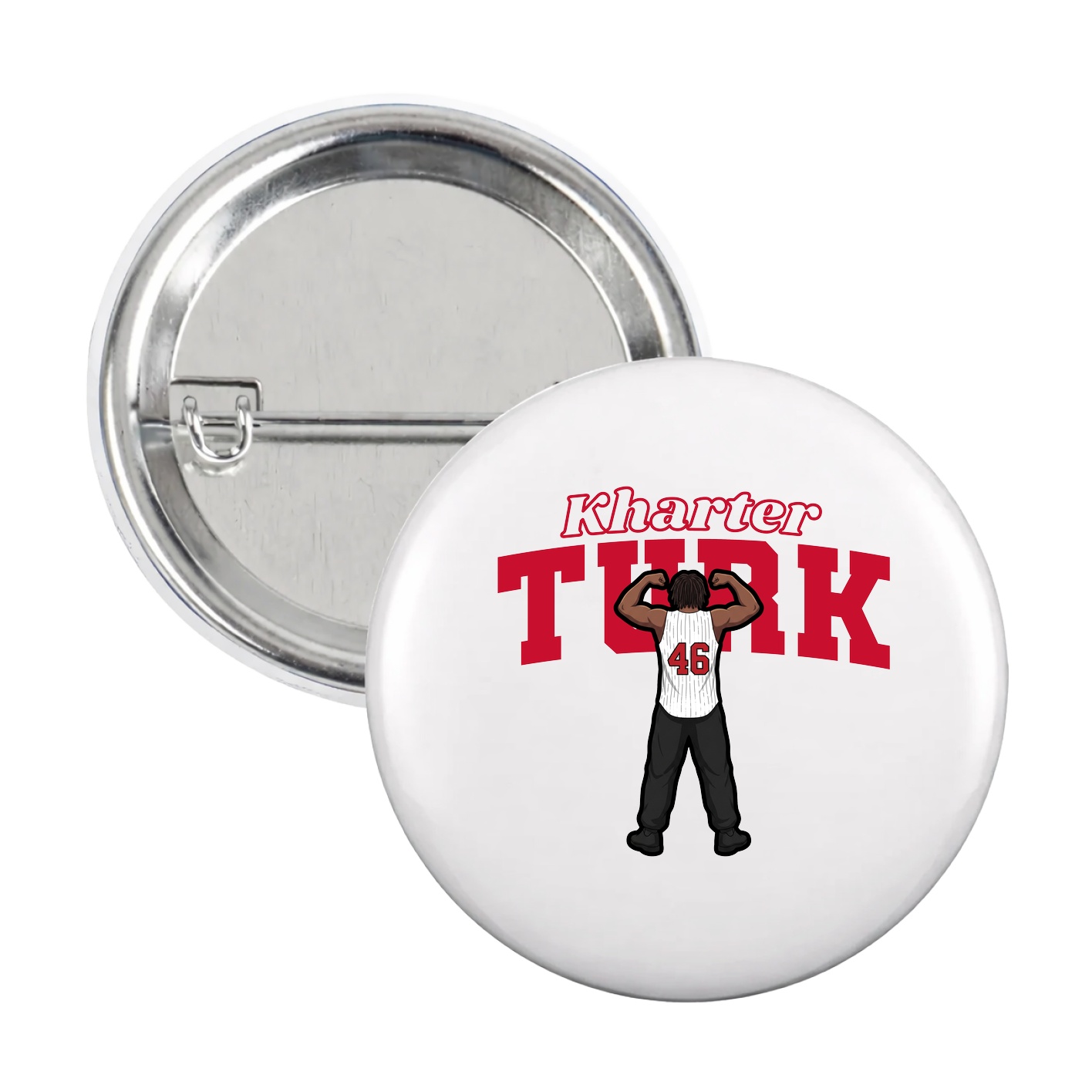 Game Day Button — Name Arch in White