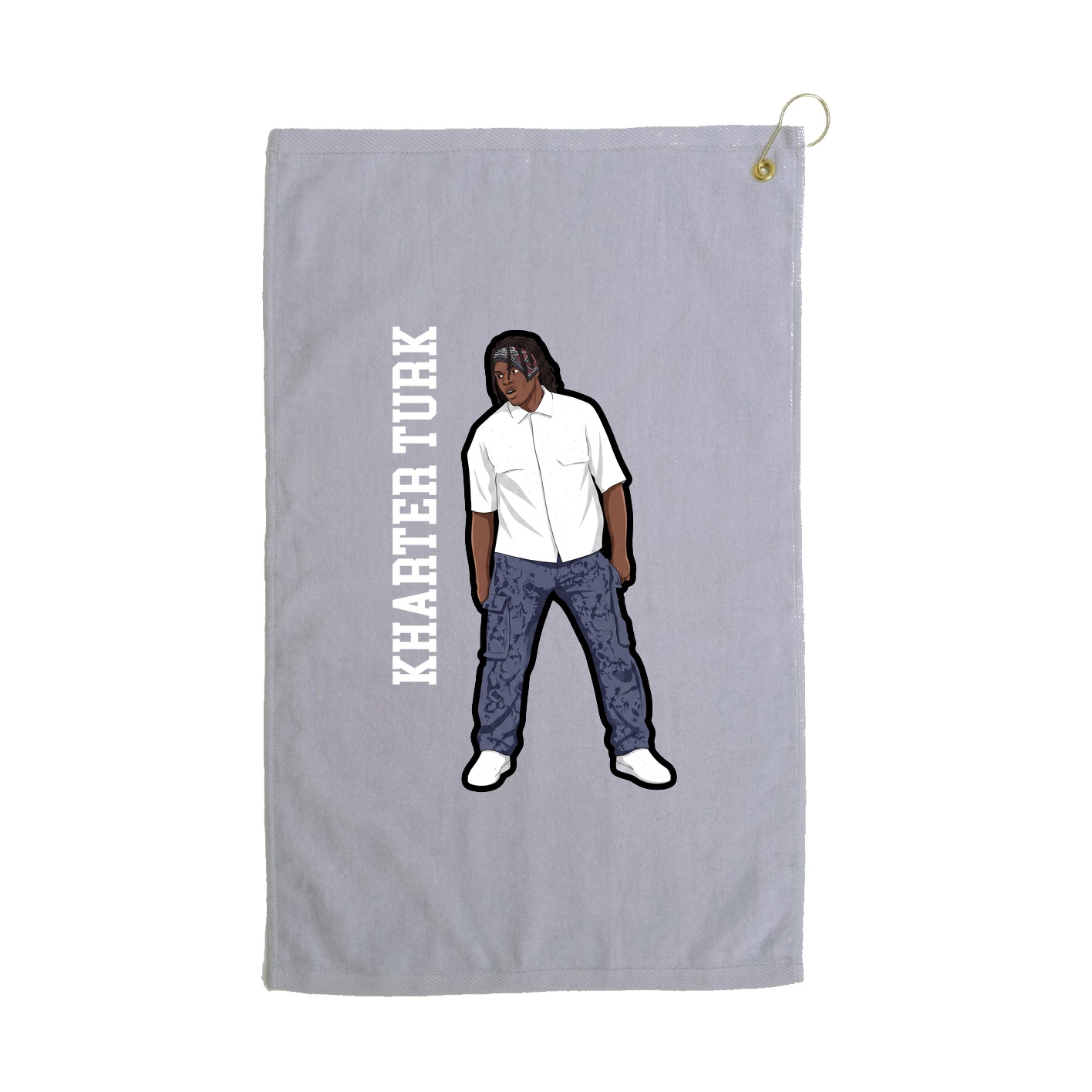 Golf Towel — Name Vertical in Grey