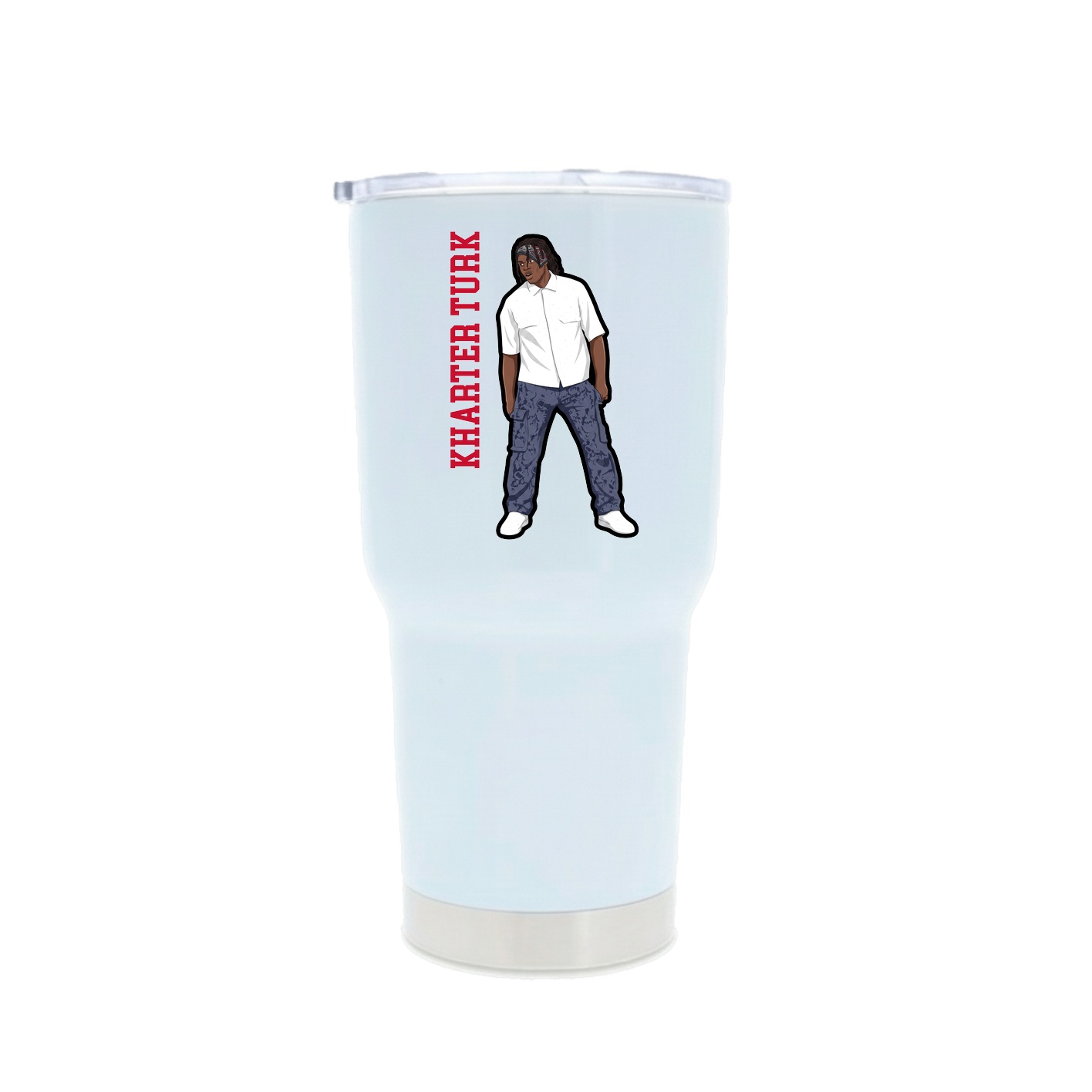 30oz Stainless Steel Tumbler — Name Vertical in White