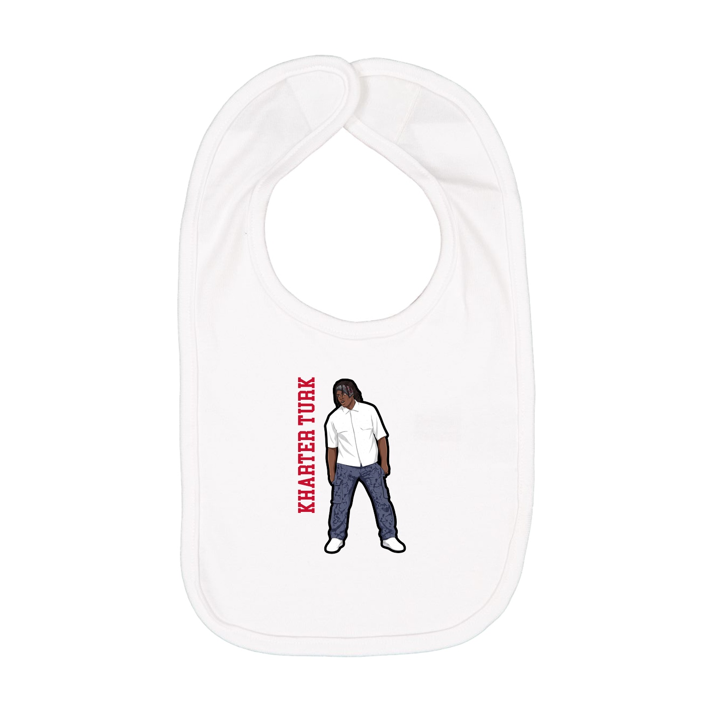 Infant Bib — Name Vertical in White