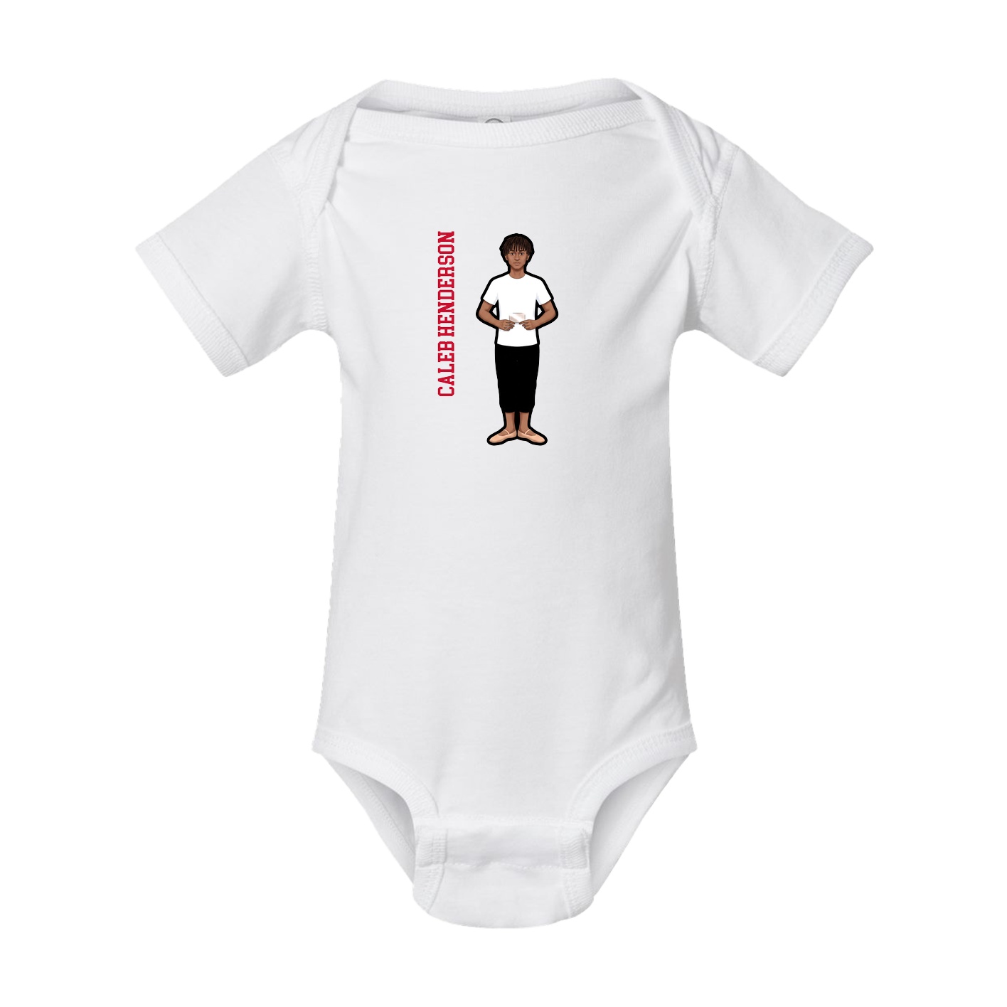 Baby Onesie — Name Vertical in White