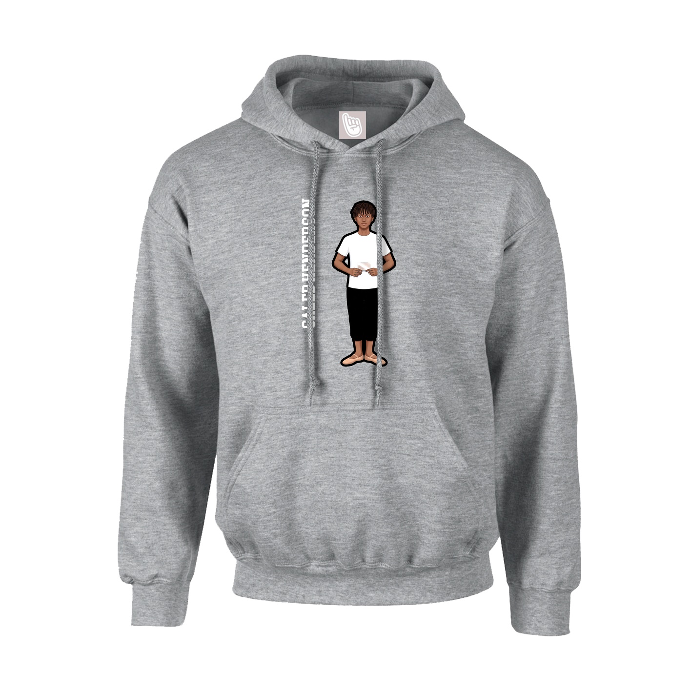 Hoodie — Name Vertical in Grey