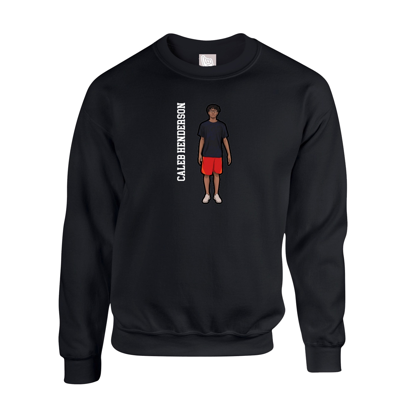 Fleece Crew — Name Vertical in Black